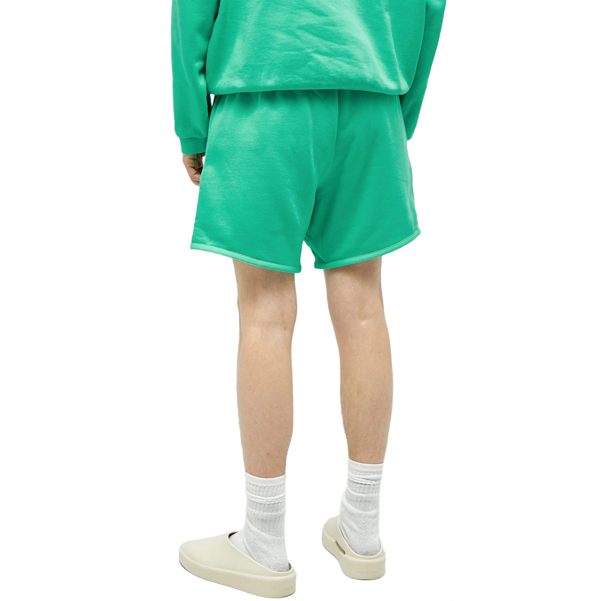 Model back view of Fear Of God Essentials Mint Leaf Shorts (FW23) 160SP242002F