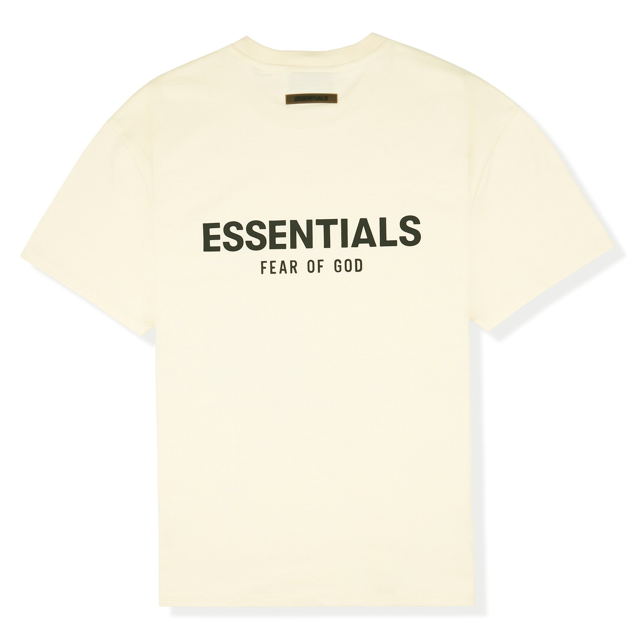Back View of Front View of Fear Of God Essentials Reverse Logo Buttercream T Shirt (SS21)