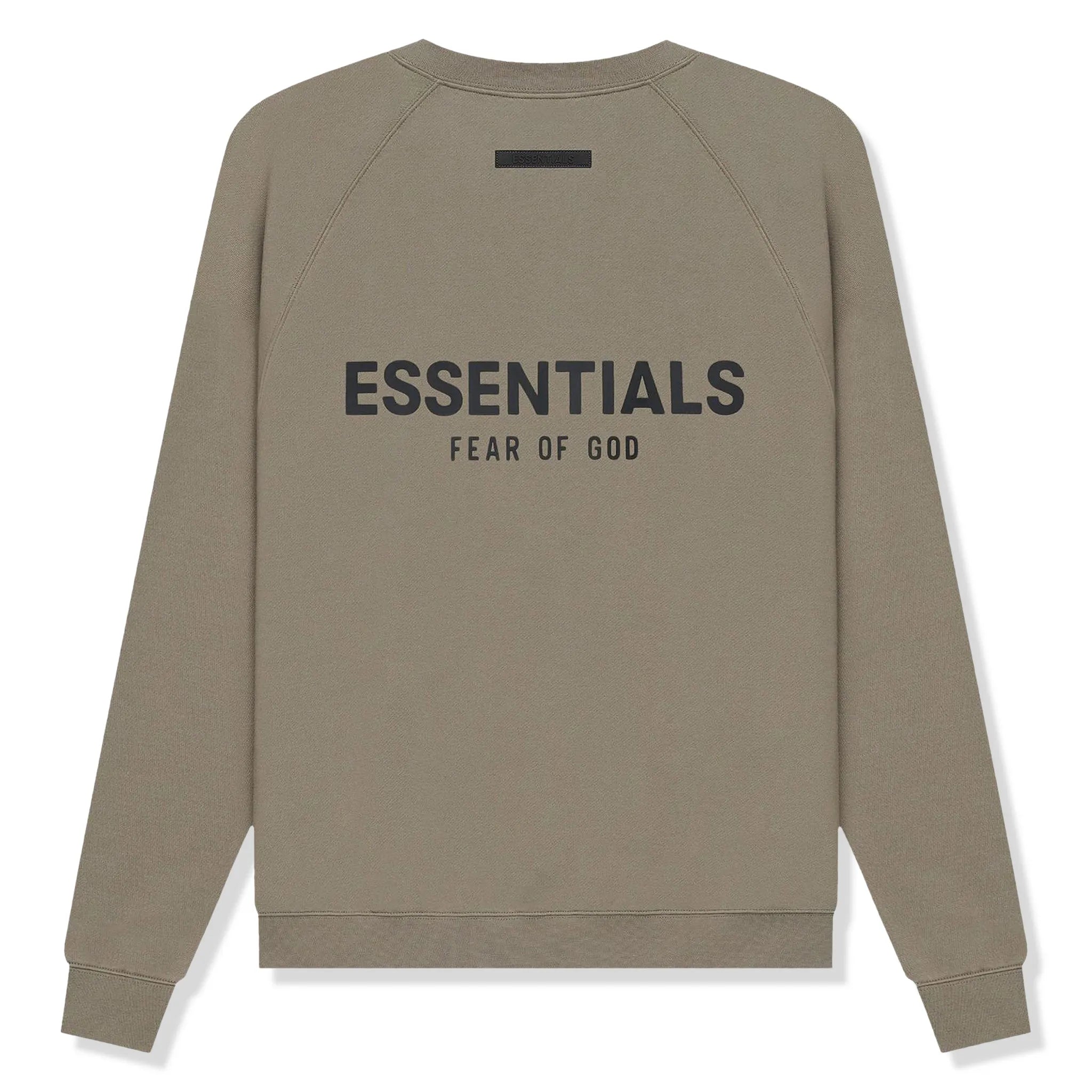 Back view of Fear of God Essentials Taupe Crewneck (SS21)