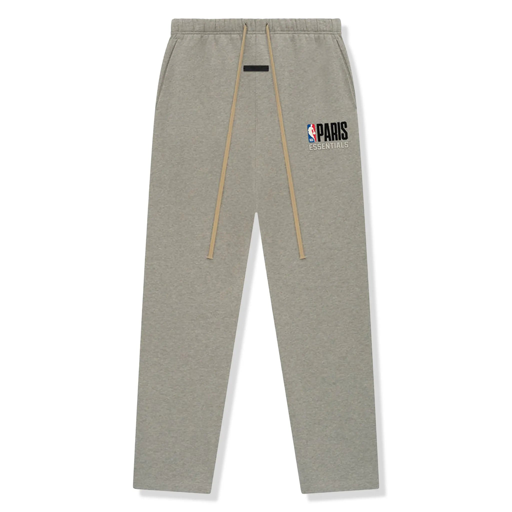 Front View of Fear of God Essentials x NBA Paris Relaxed Warm Heather Sweatpants (SS25)