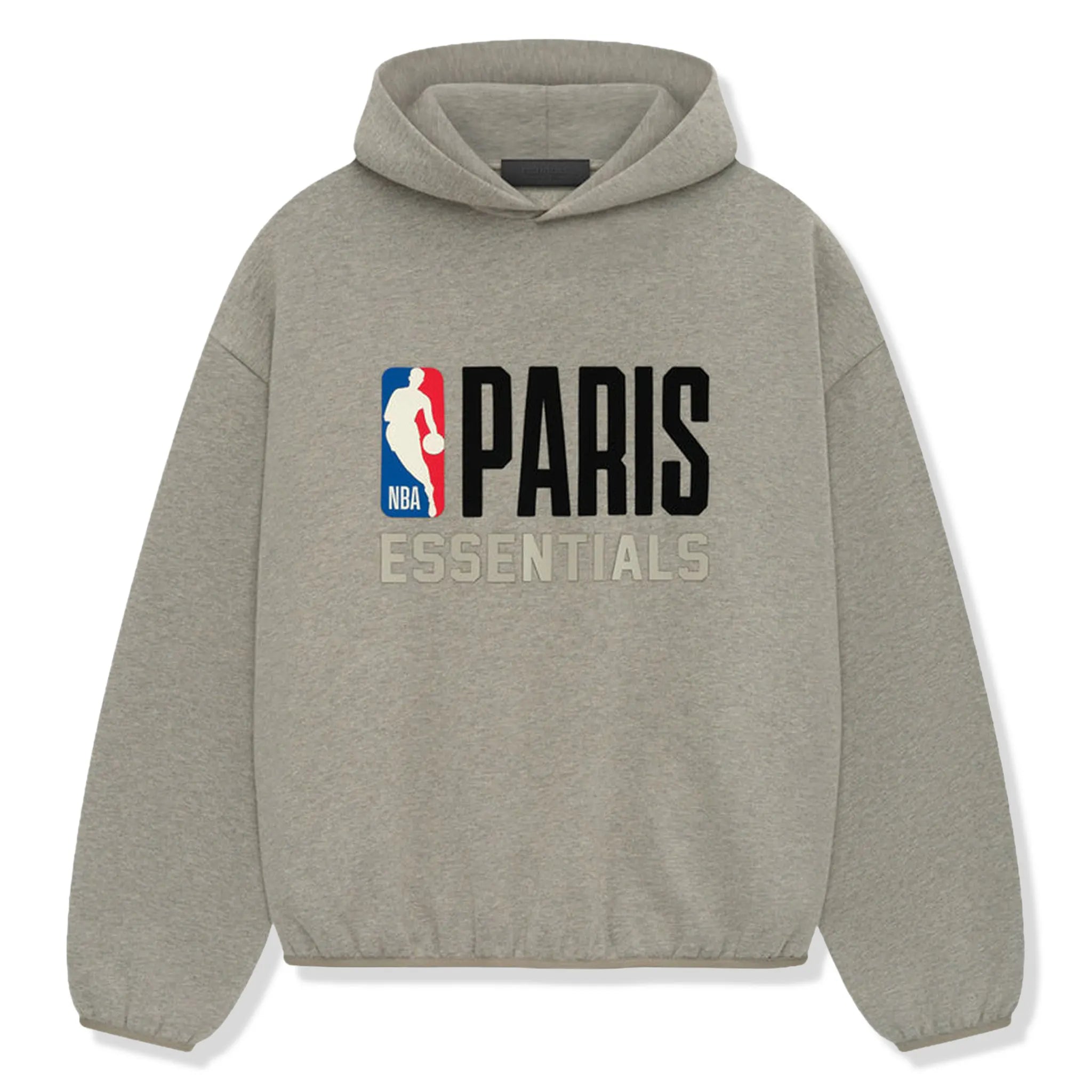 Front of View of Fear Of God Essentials x NBA Paris Warm Heather Hoodie (SS25)