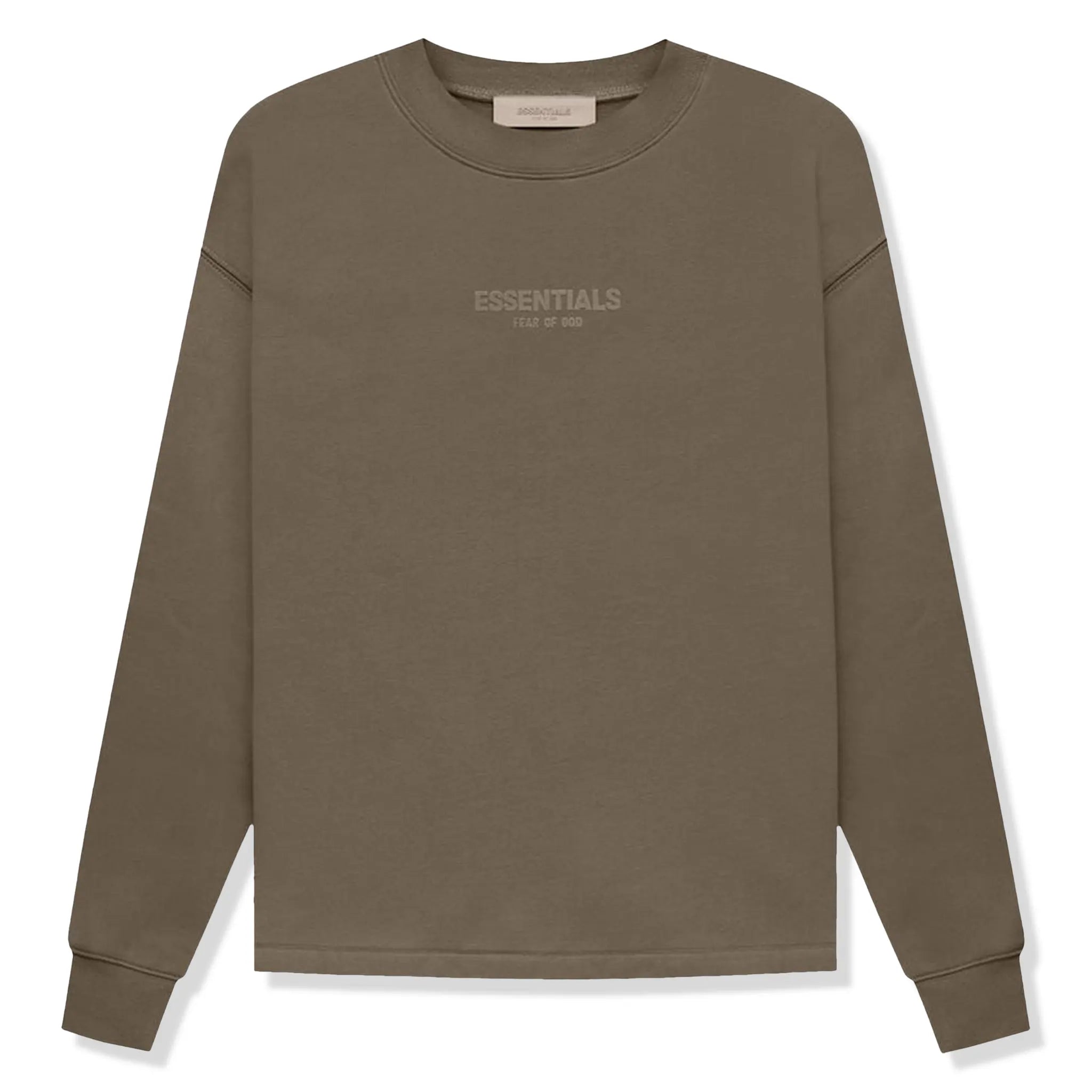 Front view of Fear Of God Essentials Relaxed Wood Crewneck (FW22)