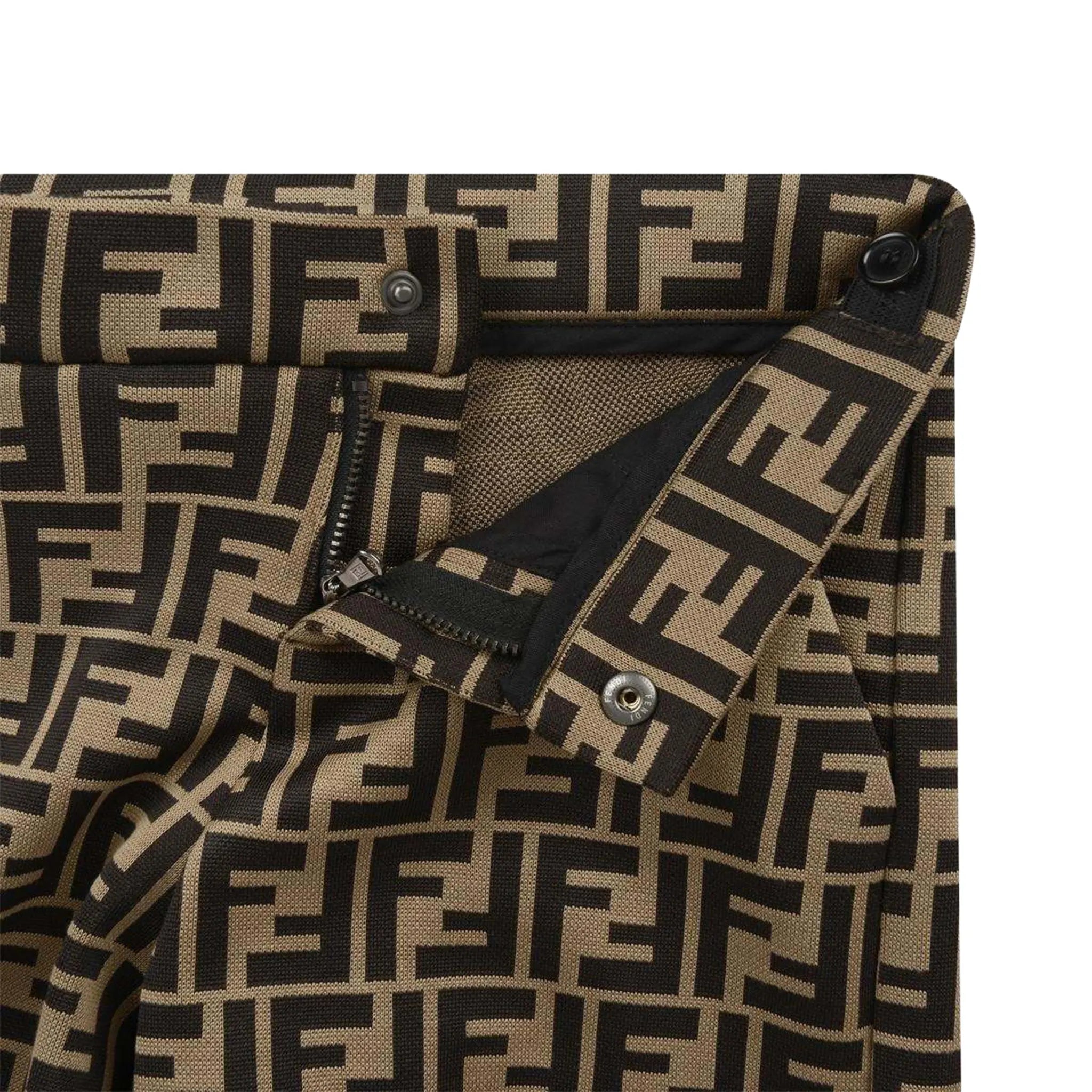 Detailed View of Fendi FF Logo Baby Boys Brown Shorts FENS1013109104