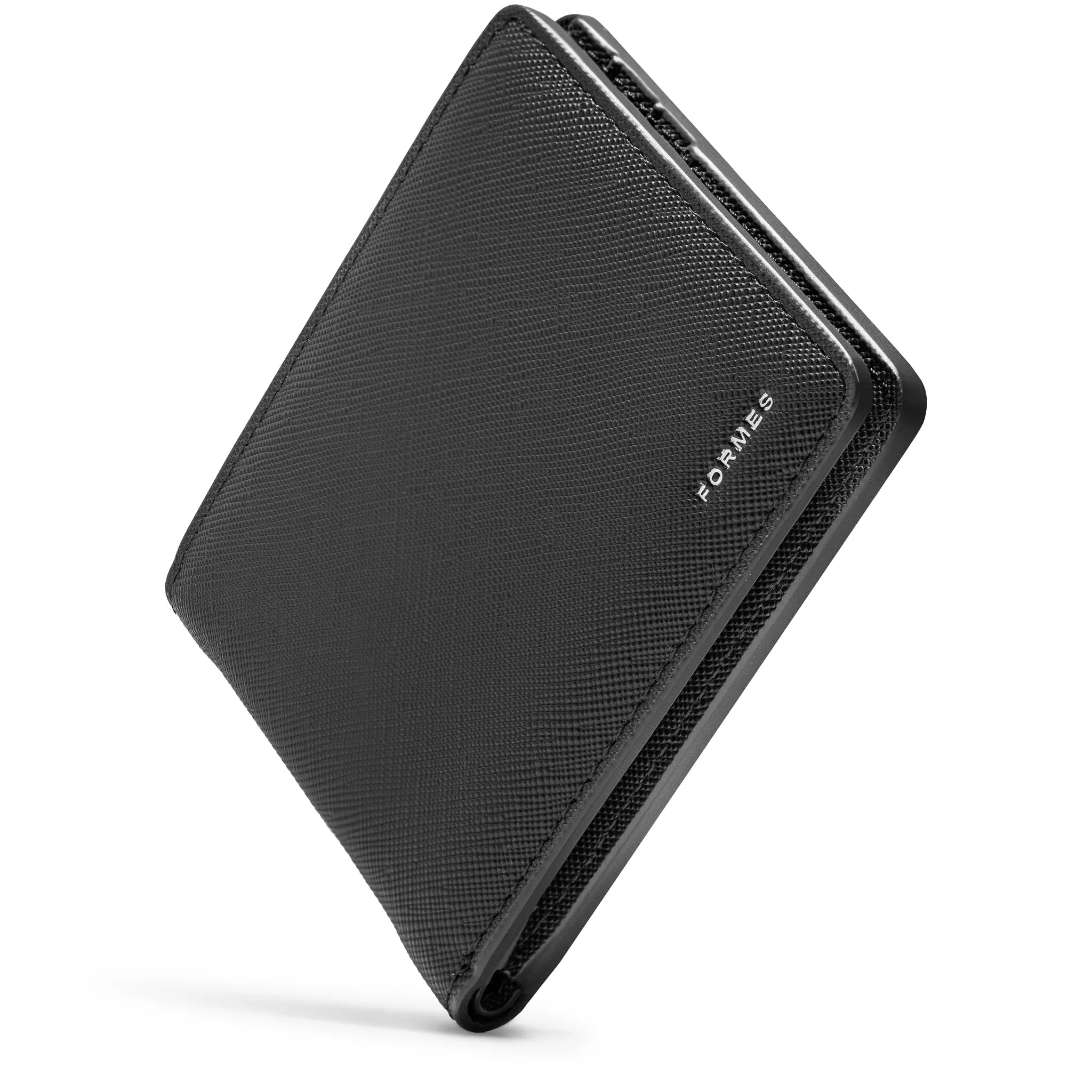 Side Front View of Formes Classic Nero Wallet