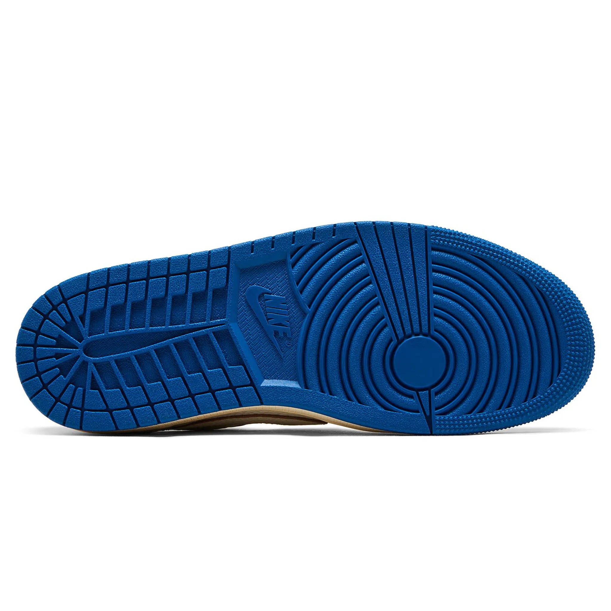 Sole View of Fragment Design x Travis Scott x Air Jordan 1 Low OG White Blue DM7866-104