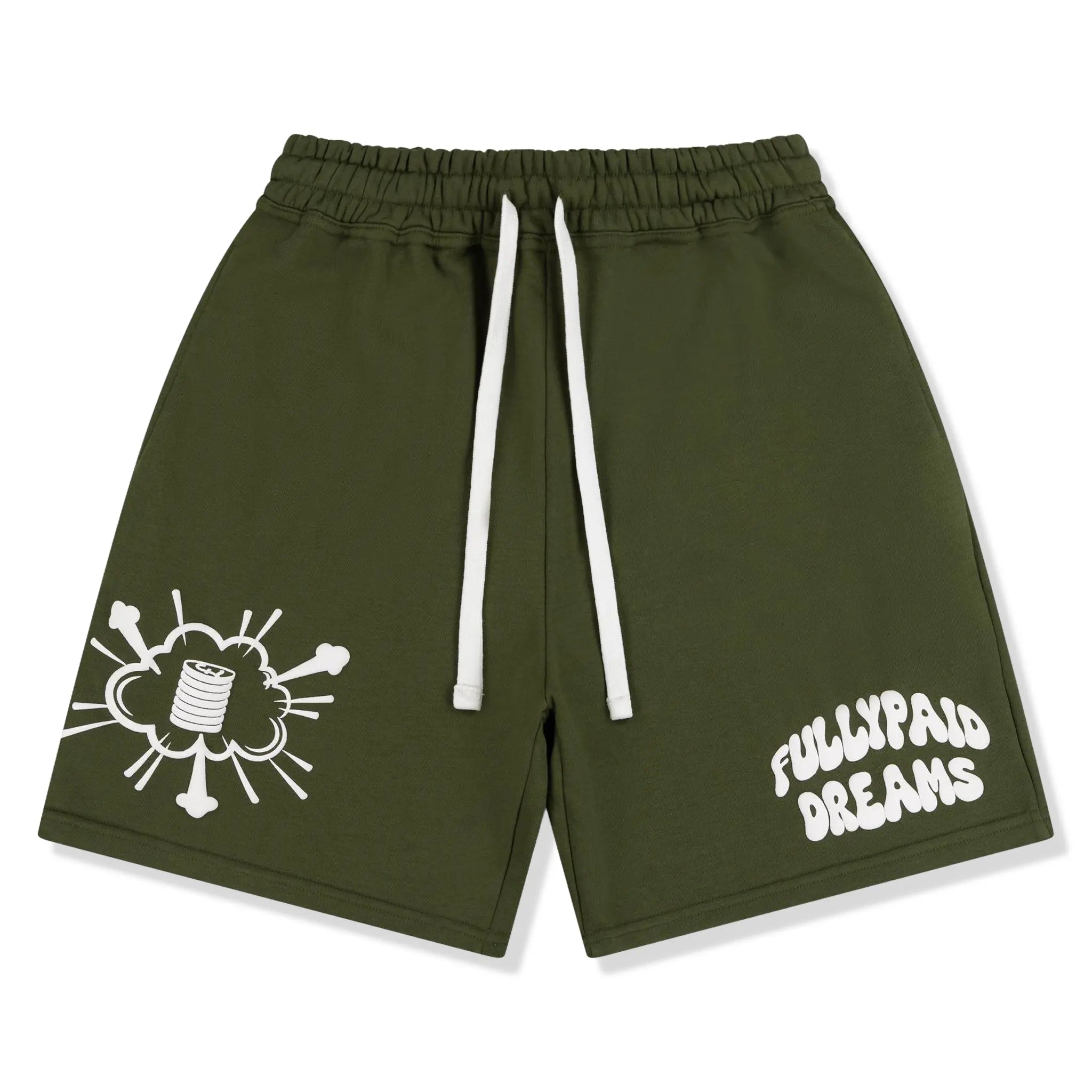 Front View of Fully Paid Dreams Khaki White Shorts