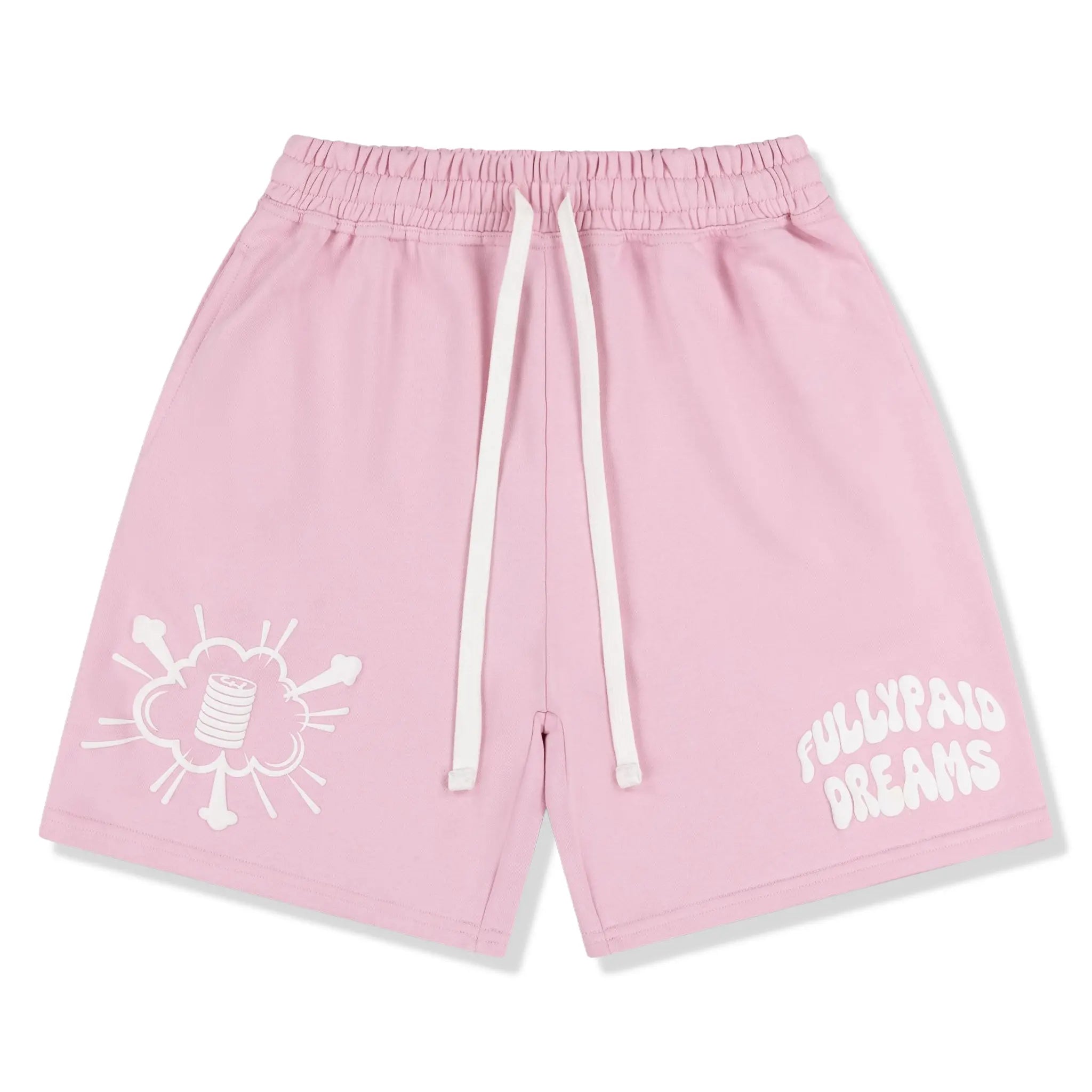Front View of Fully Paid Dreams Pink White Shorts