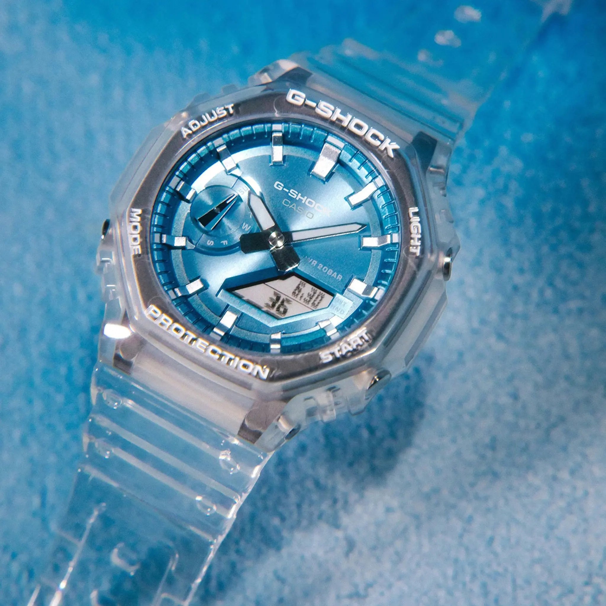 Detailed G-Shock Casio GA-2100BM-7A2ER Pale Blue