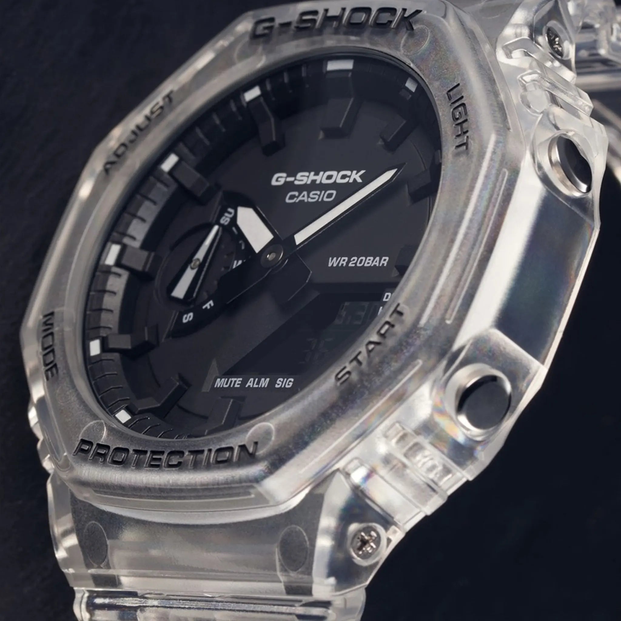 Detailed View of G-Shock Casio GA-2100SKE-7AER Clear Black