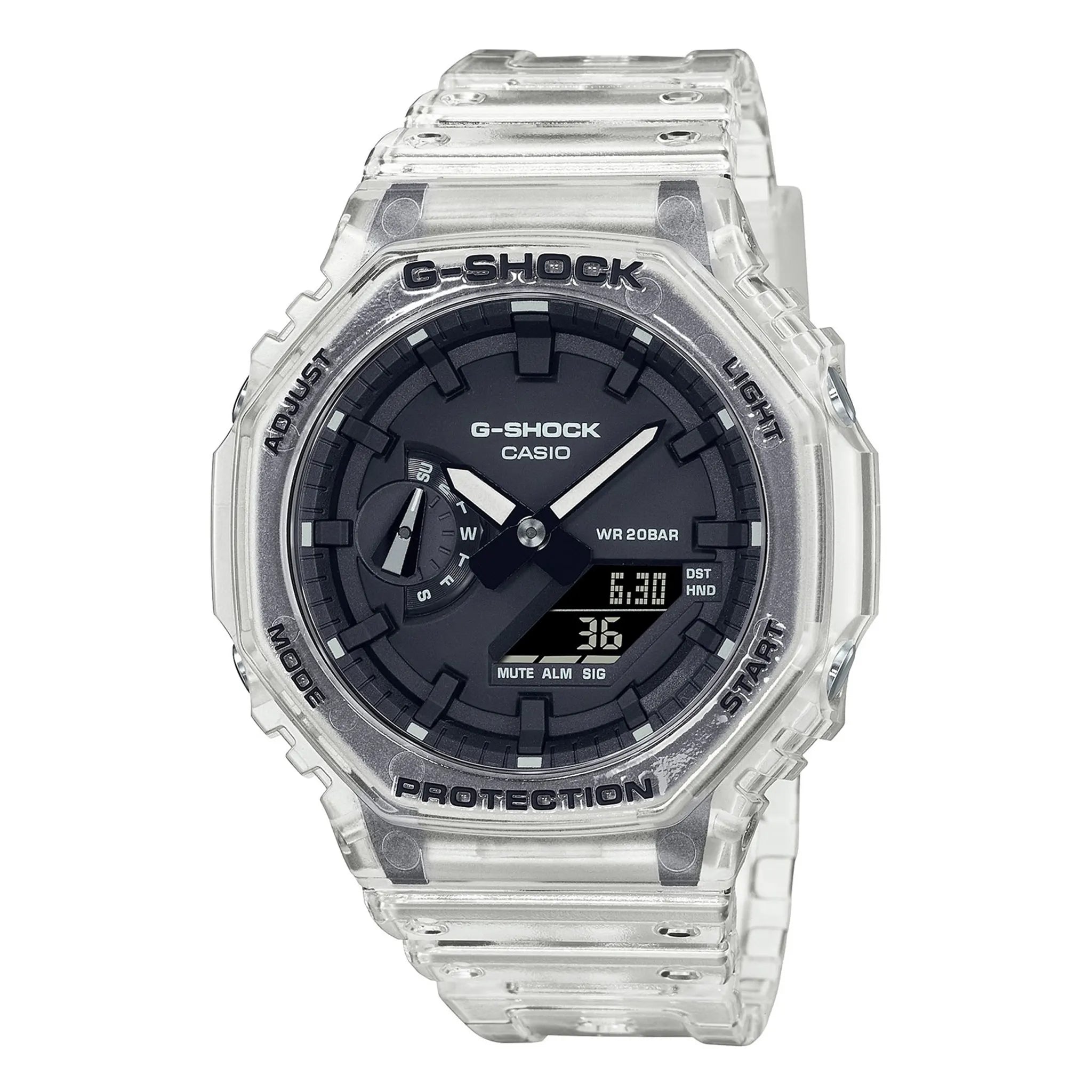 Front View of G-Shock Casio GA-2100SKE-7AER Clear Black