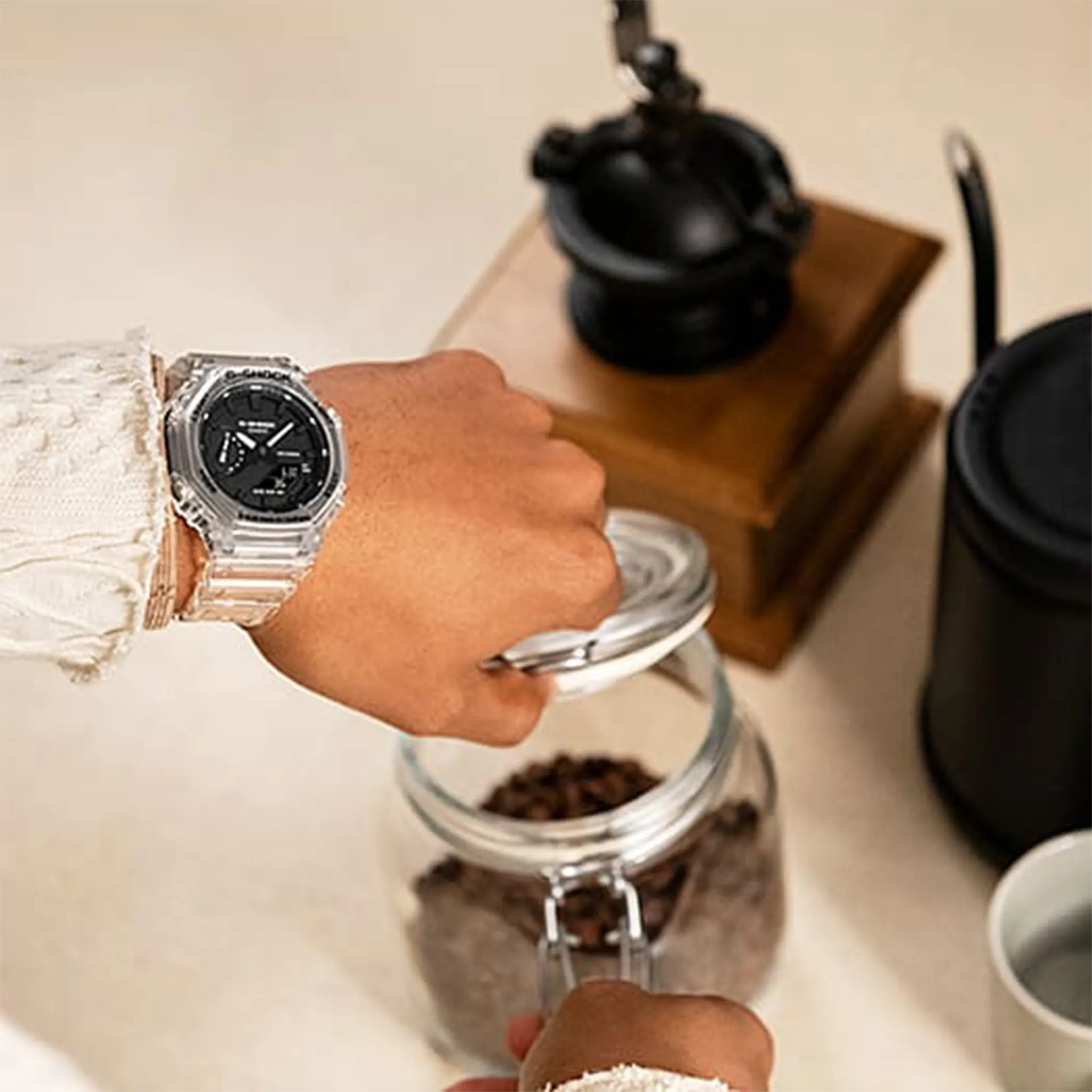 Model View of G-Shock Casio GA-2100SKE-7AER Clear Black