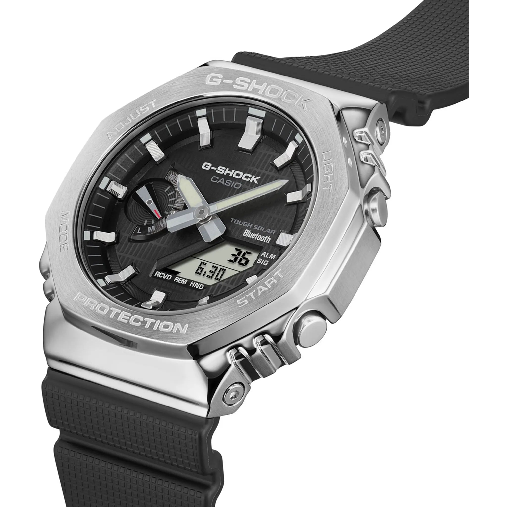 Front Side View of G-Shock Casio GBM-2100A-1A2ER Black Silver