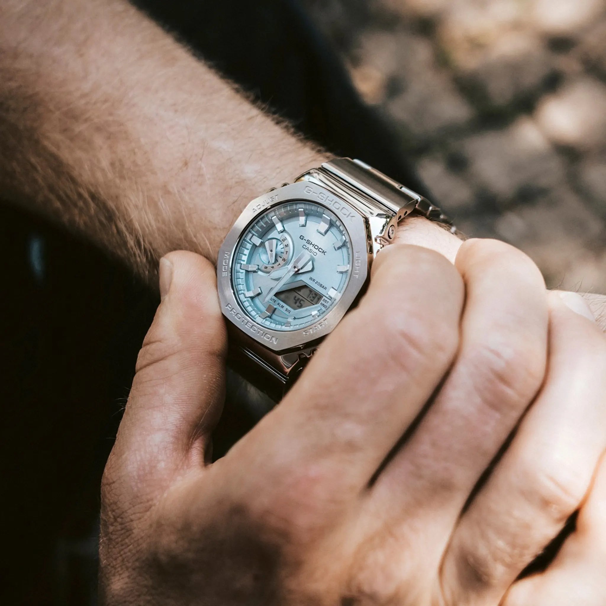 Model View of G-Shock Casio GM-2110-2AER Blue Silver