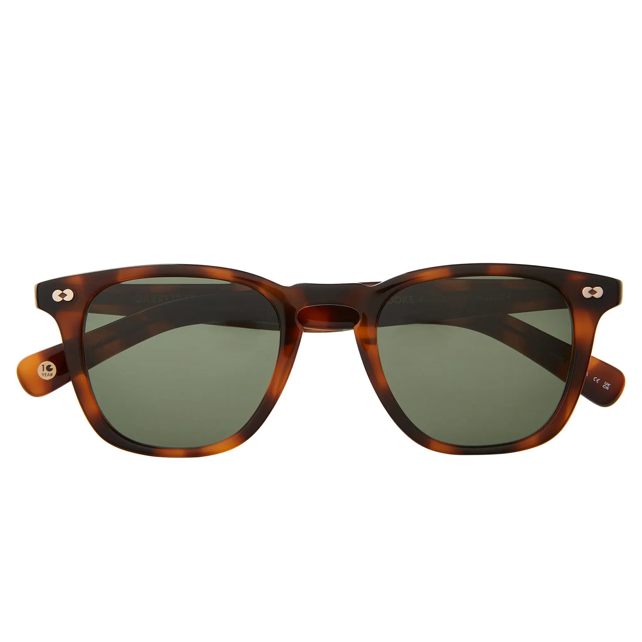 Front Back View of Garrett Leight Brooks X Forever Classic Spotted Brown Shell Sunglasses