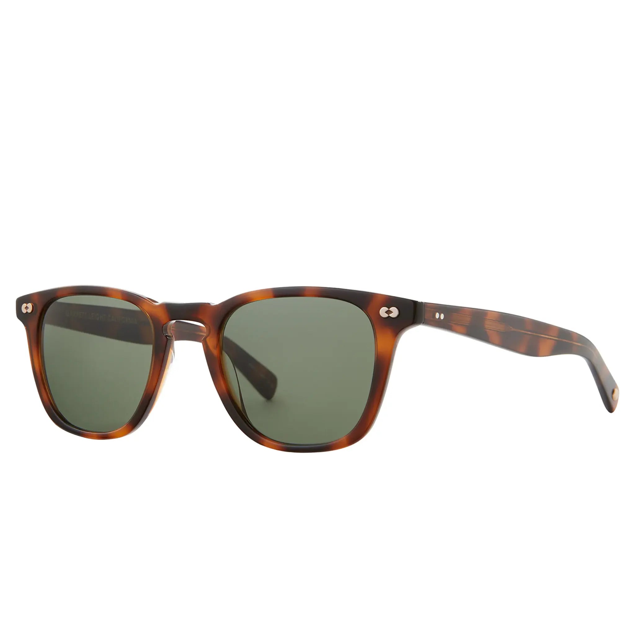 Front Side View of Garrett Leight Brooks X Forever Classic Spotted Brown Shell Sunglasses