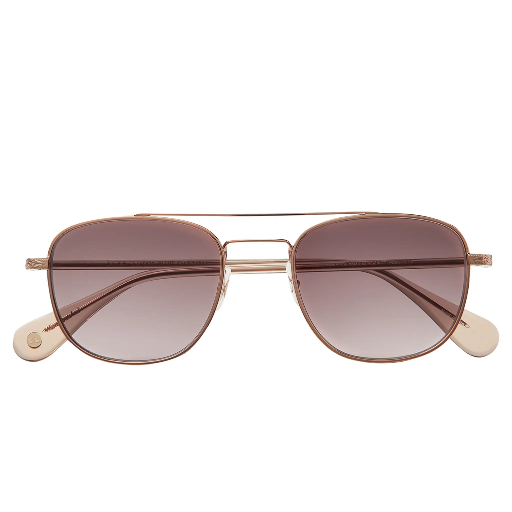 Front View of Garrett Leight Club House II Sun Rose Gold Brew Plum Gradient Sunglasses