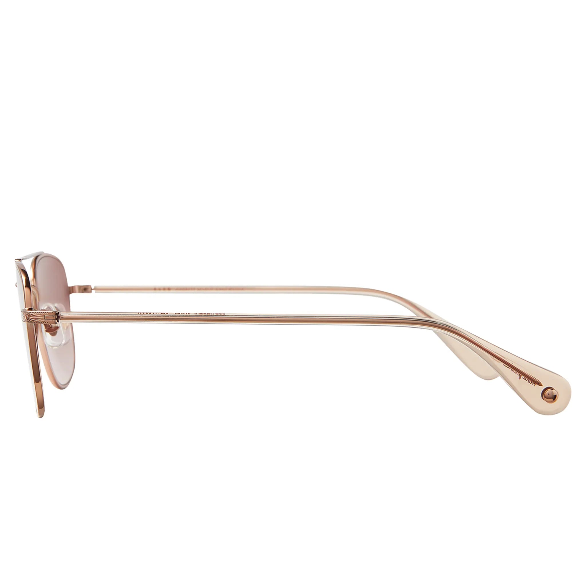 Side View of Garrett Leight Club House II Sun Rose Gold Brew Plum Gradient Sunglasses