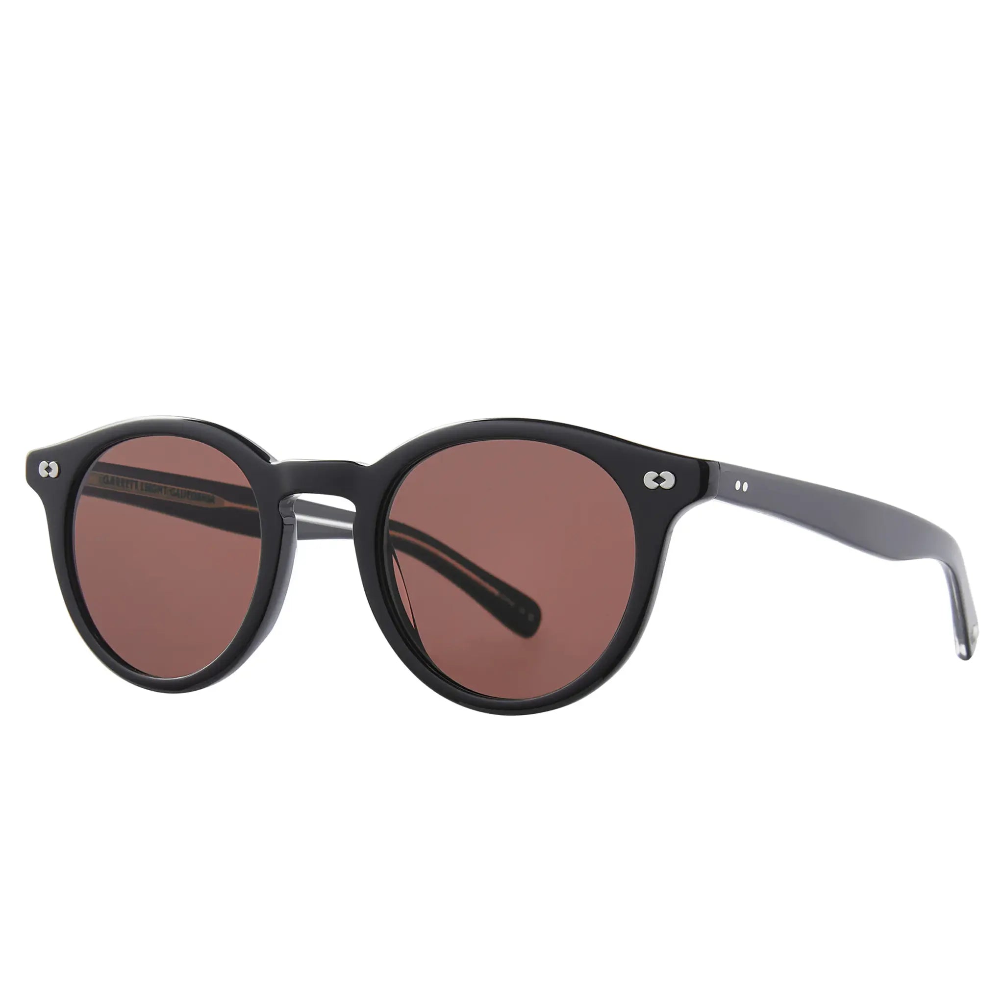 Front Side View of Garrett Leight Clune X Forever Classic Black Sunglasses 2129-47-BK/PRW