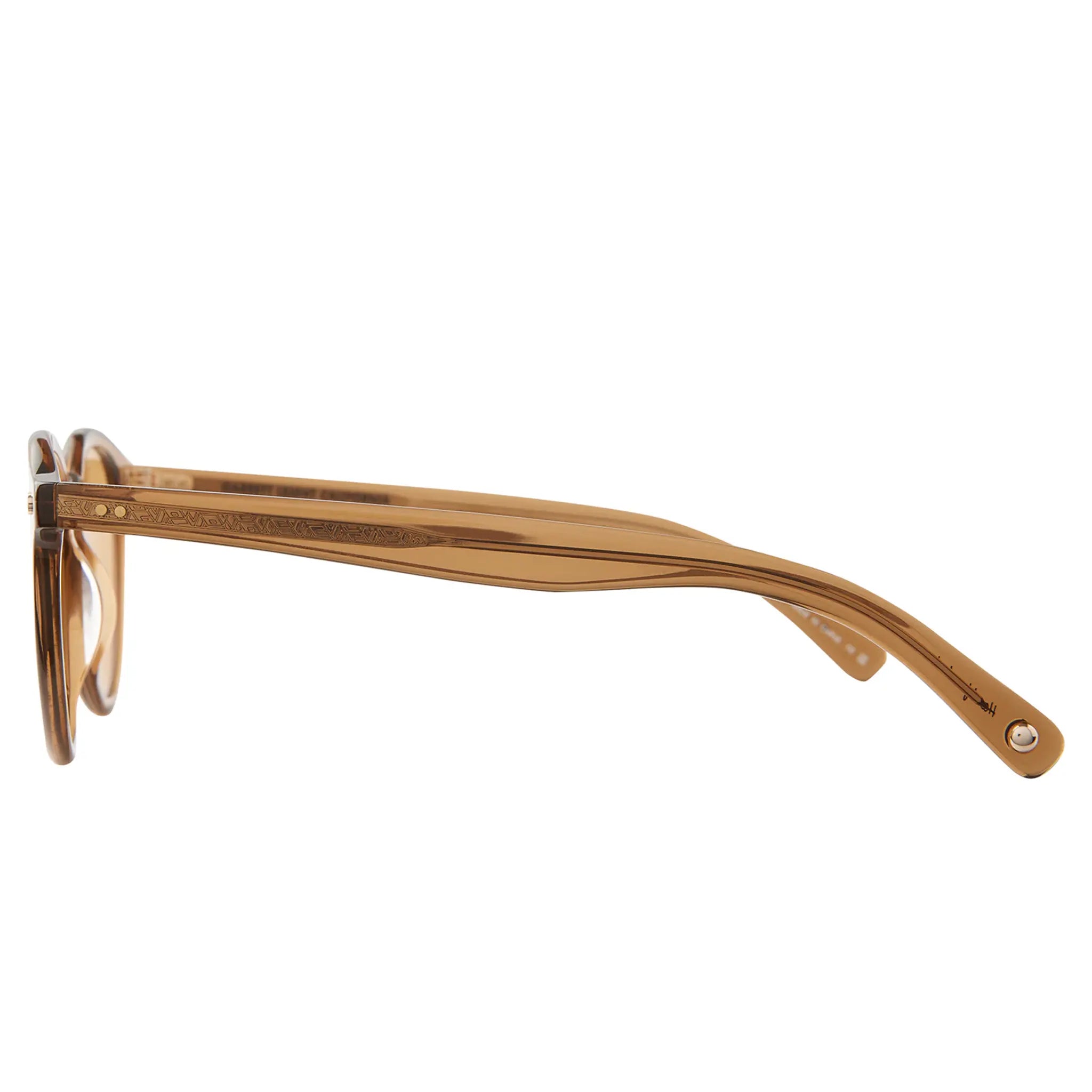 Side View of Garrett Leight Clune X Forever Classic Caramel Sunglasses 2129-47-C/PMP