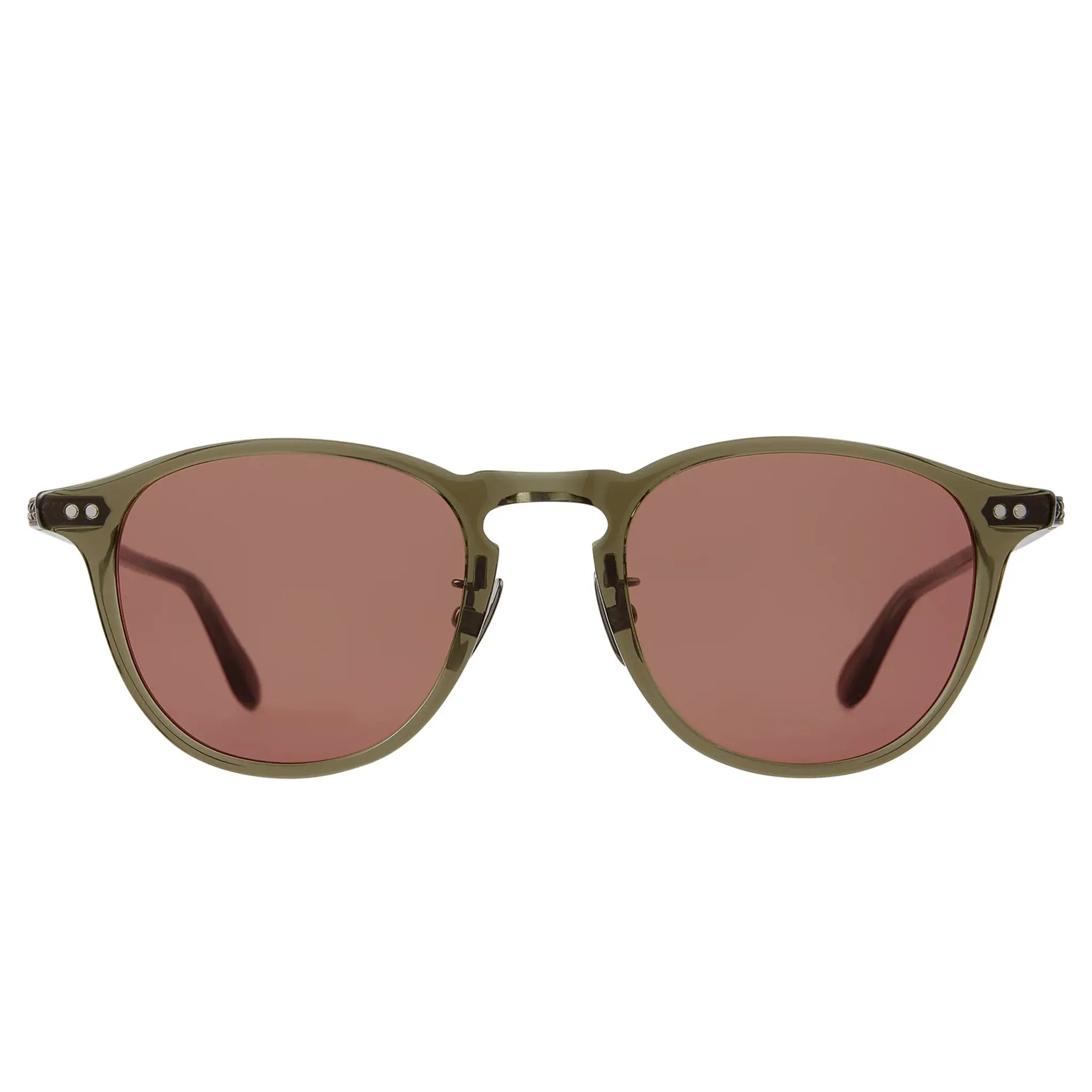 Front View of Garrett Leight Hampton J Forever Classic Moss Sunglasses 2165-47-MS/PRW