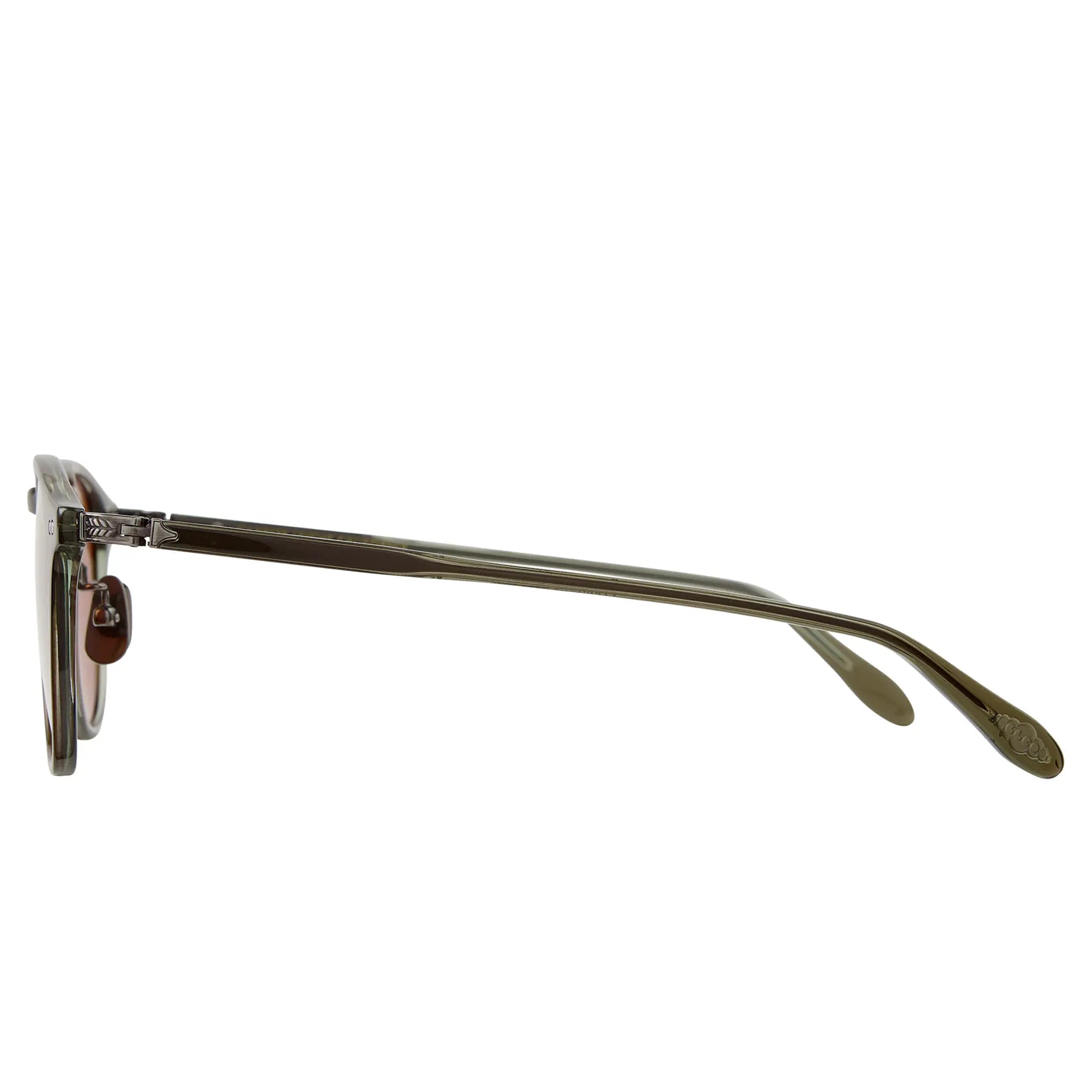 Side View of Garrett Leight Hampton J Forever Classic Moss Sunglasses 2165-47-MS/PRW