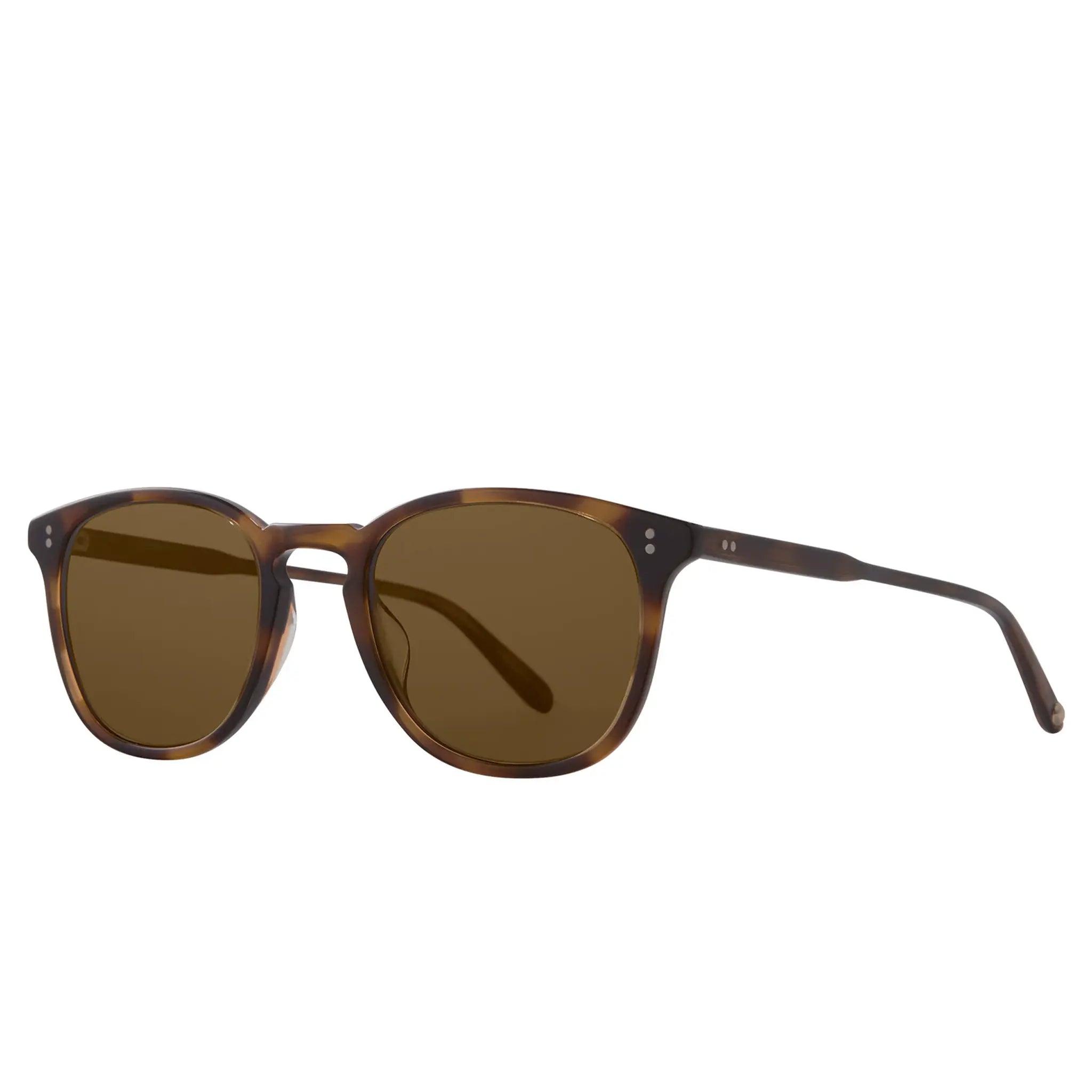 Front Side View of Garrett Leight Kinney Forever Classic Spotted Brown Shell Sunglasses 2007-49-SPBRNSH/SFPCOF PLR