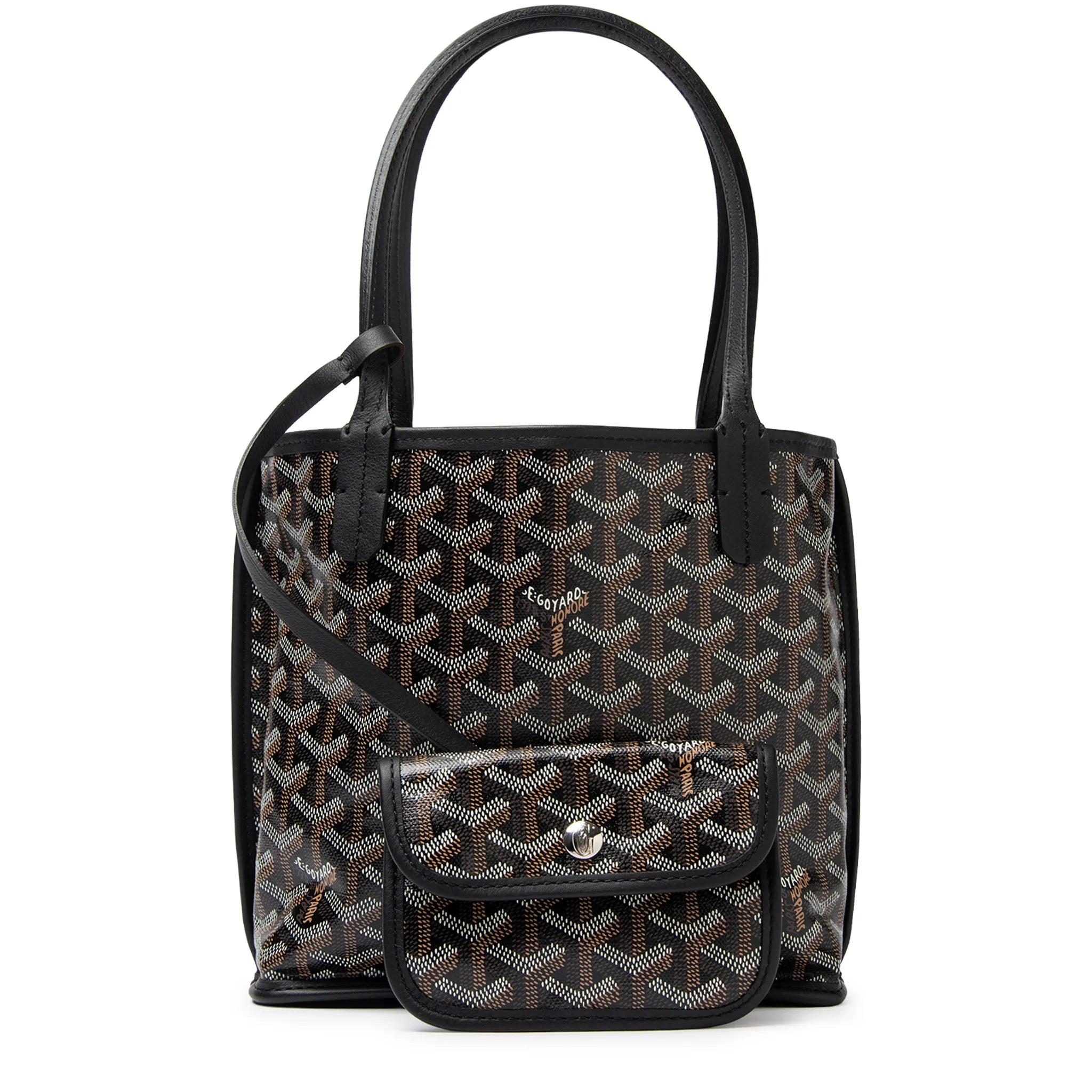 Front View of Goyard Anjou Mini Black Bag ANJOUSMINCG01TY01P