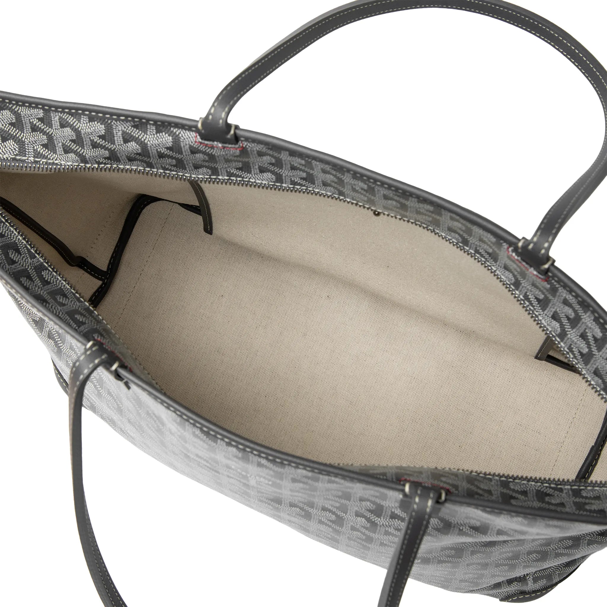 Detailed Inside View of Goyard Artois MM Grey Bag ARTOISMMLTY51CL51P