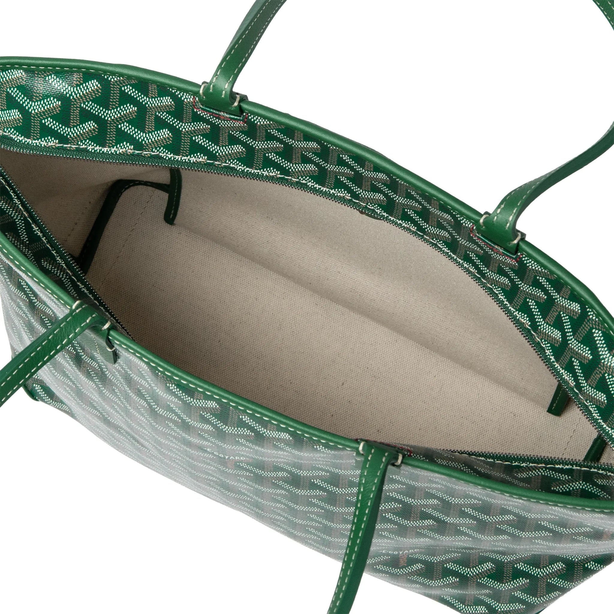 Inside View of Goyard Artois PM Bag Green ARTOISPMLTY09CL09P