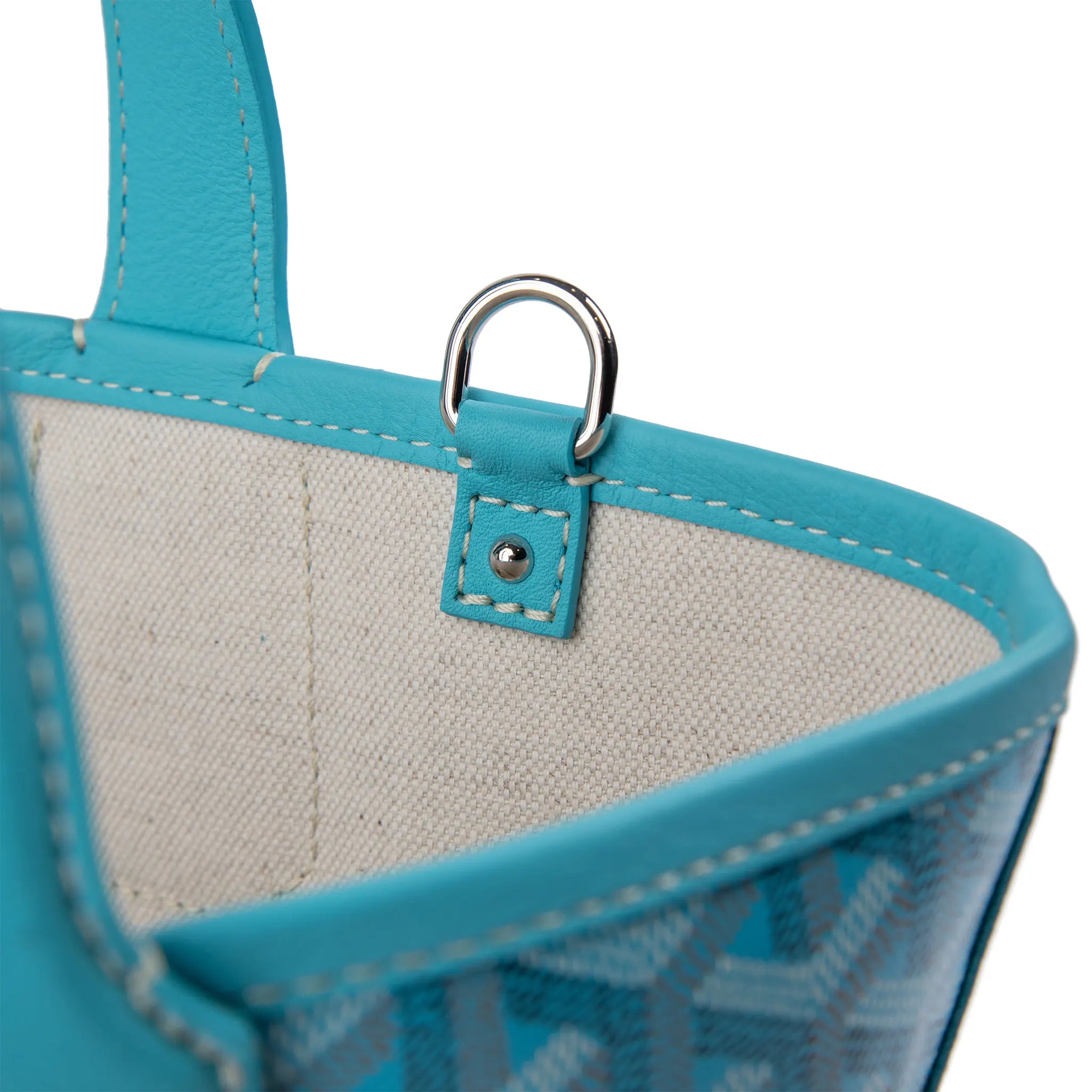 Detail view of Goyard Belharra Turquoise PM Tote Bag BELHARPMLTY11CL11P