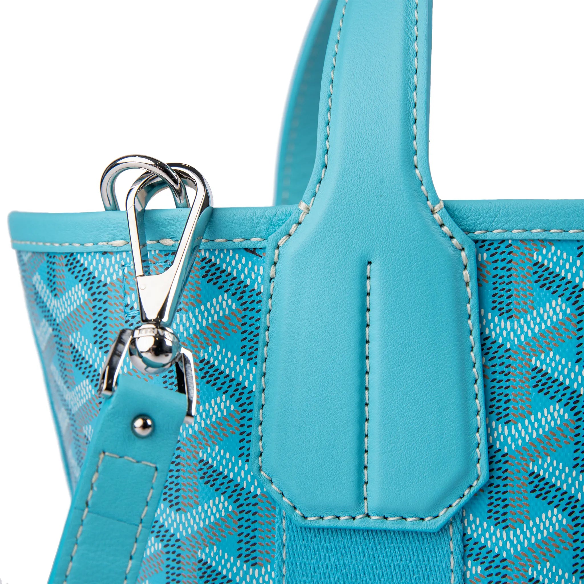 Detail view of Goyard Belharra Turquoise PM Tote Bag BELHARPMLTY11CL11P