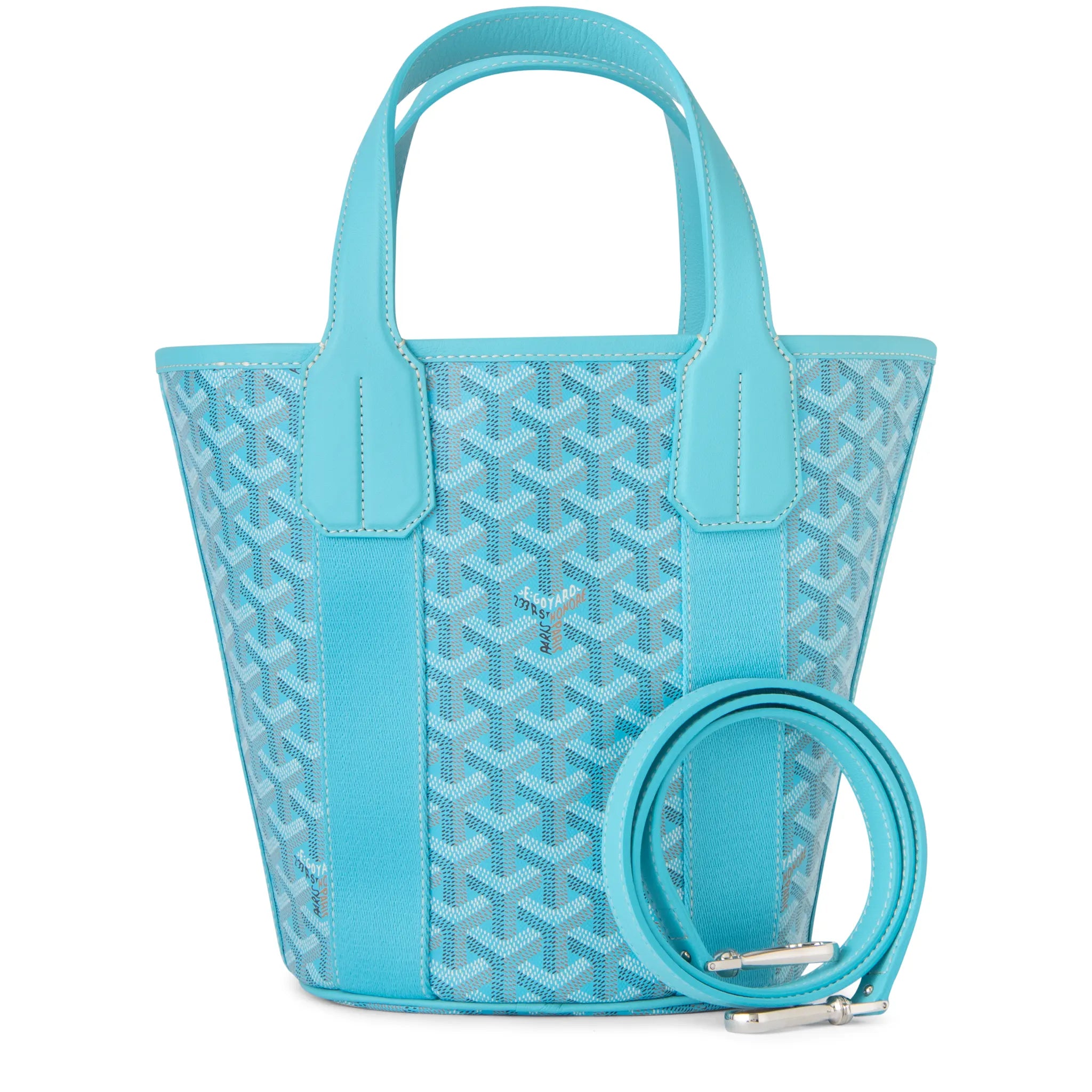 Front view of Back view of Goyard Belharra Turquoise PM Tote Bag BELHARPMLTY11CL11P