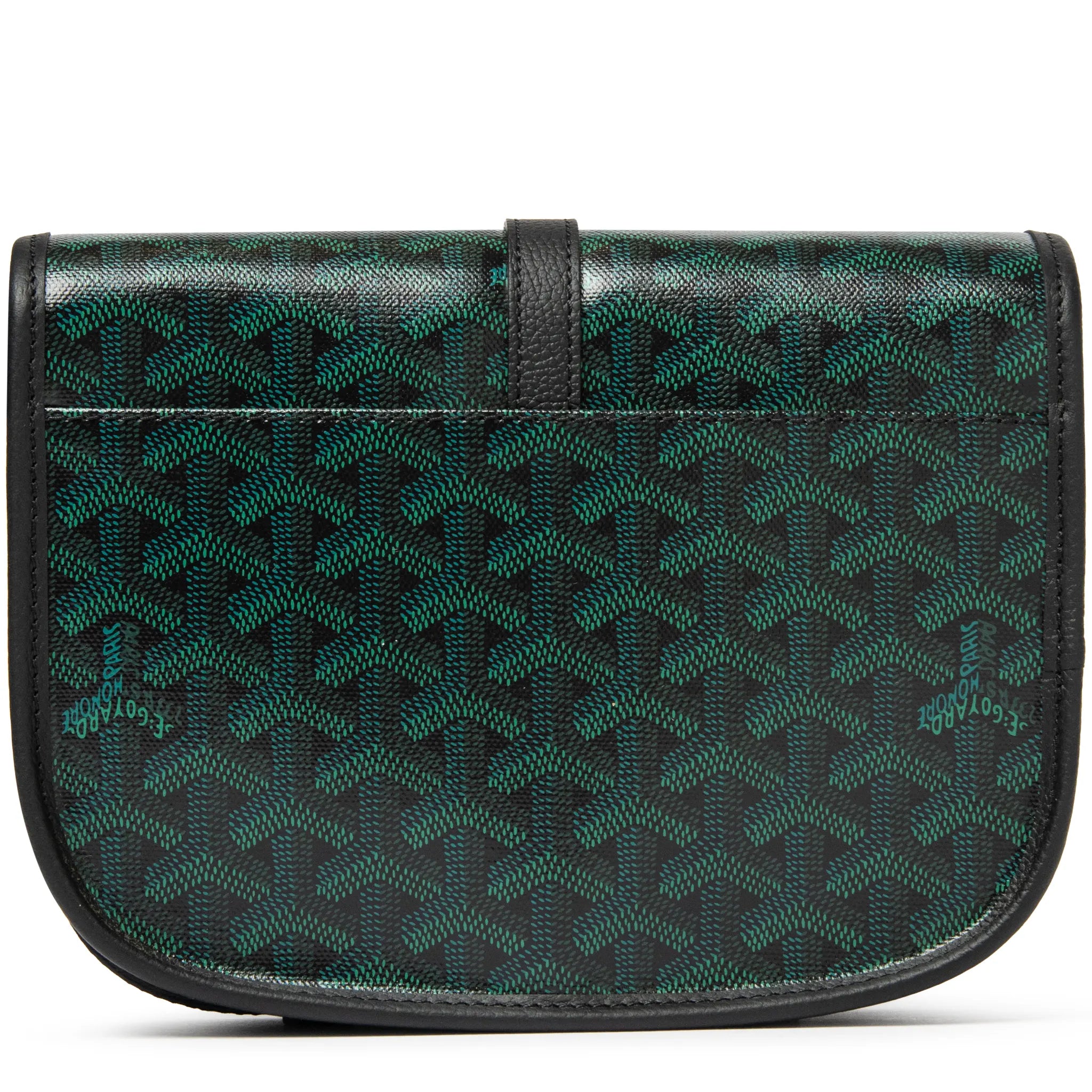 Back View of Goyard Belvedere PM Evergreen Messenger Bag BELVE3PMLTY79CG79P