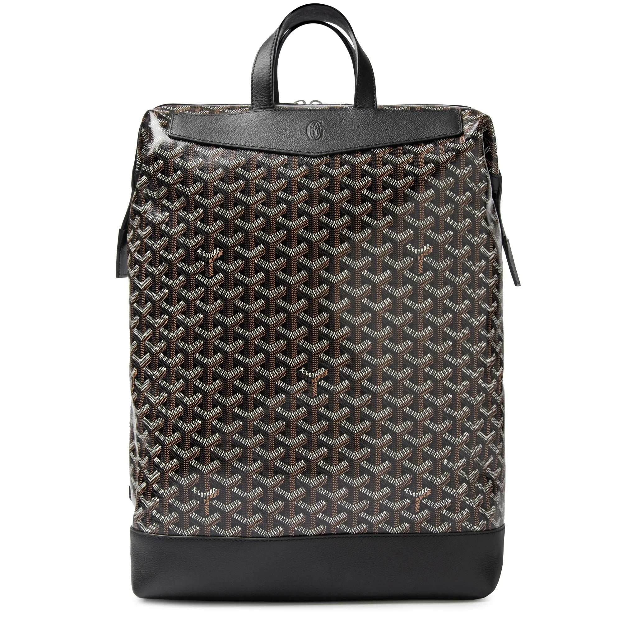 Front View of Goyard Black Cisalpin Backpack CISALPMMLTY01CL01P