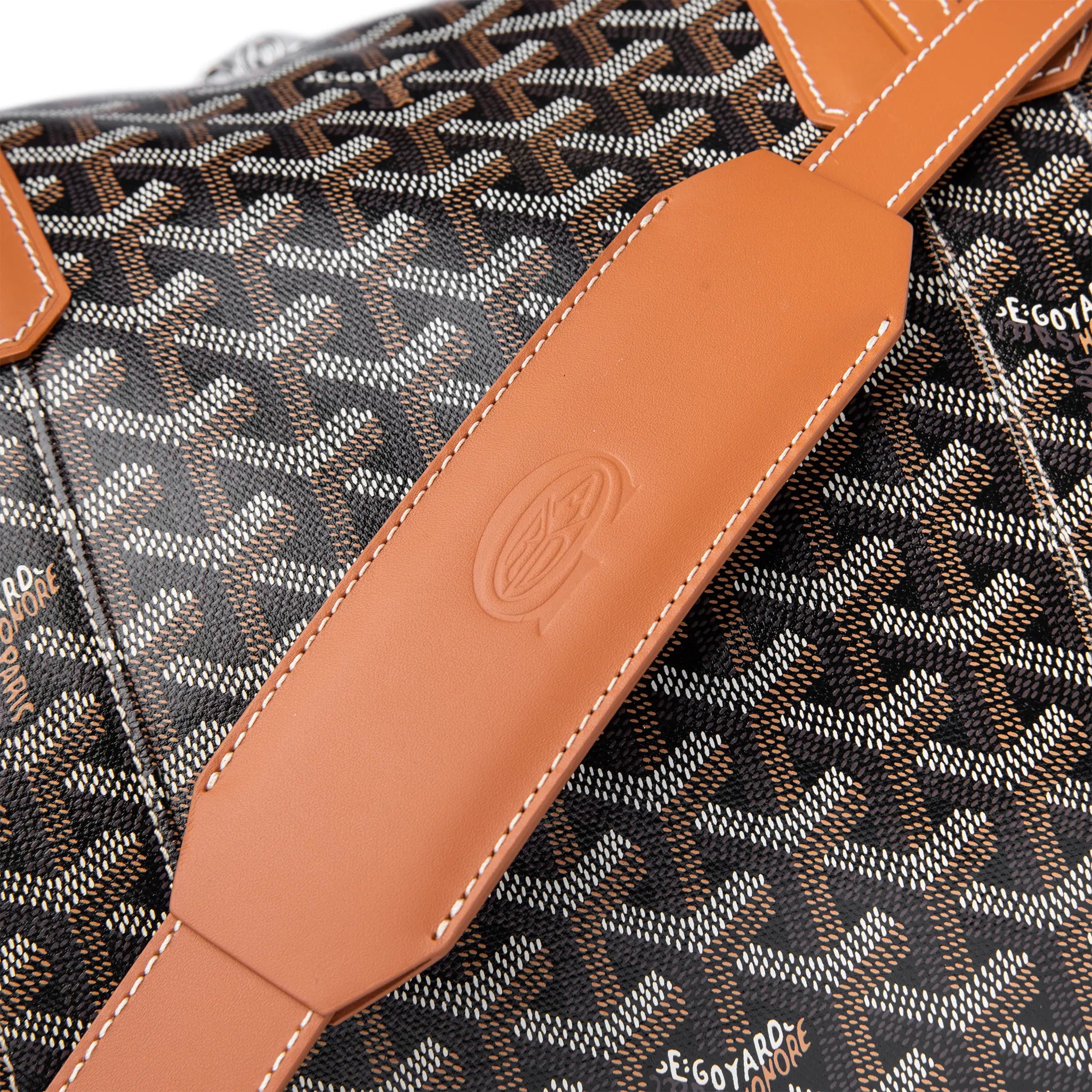 Strap view of Goyard Boston 50 Black Tan Bag With Strap