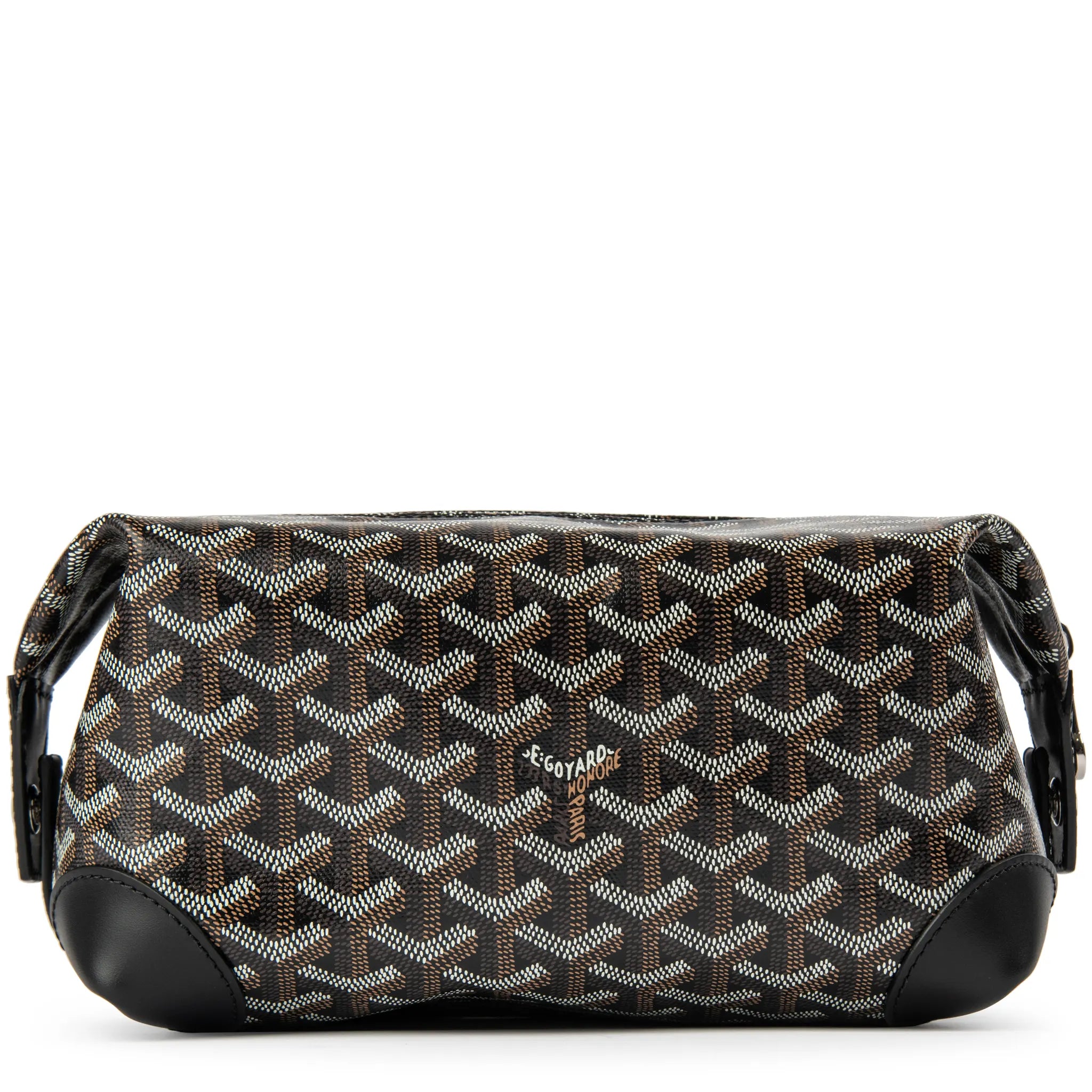Front view of Goyard Bowling 25 Black Toiletry Bag BOWLIN025TY01CL03P