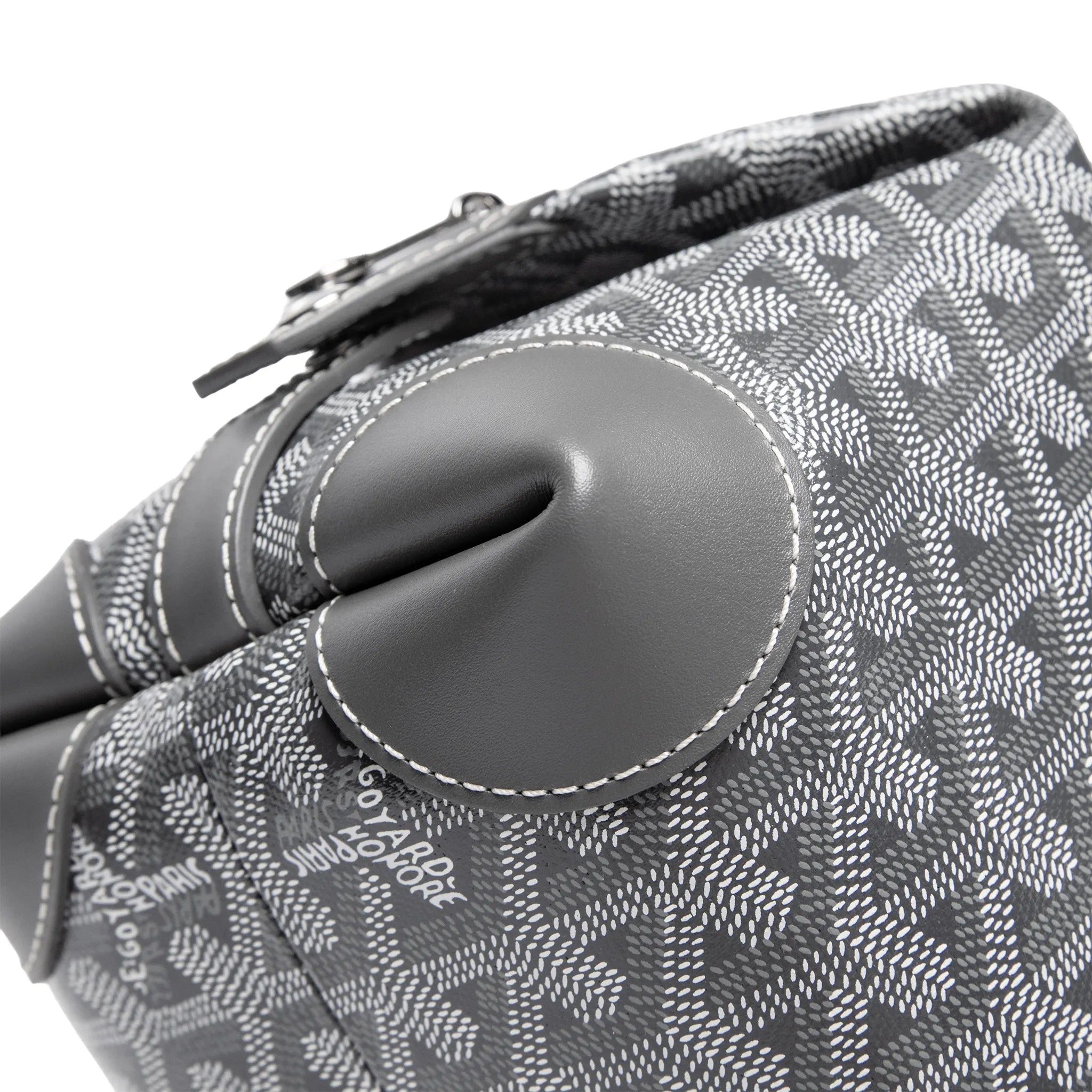 Detailed Lower View of Goyard Bowling 25 Grey Toiletry Bag BOWLIN025TY01CL03P
