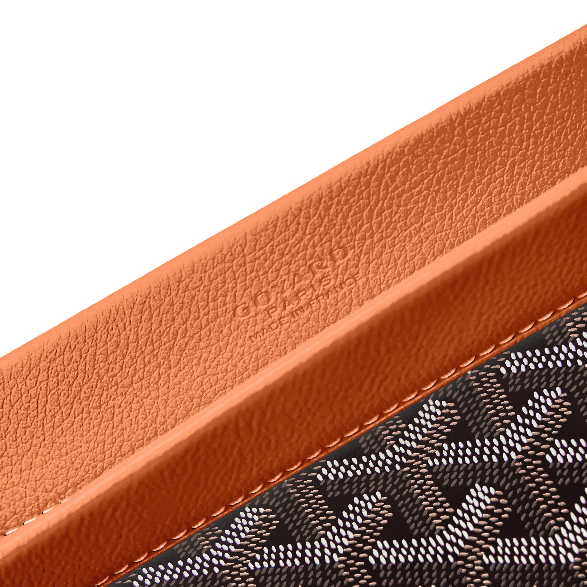 Logo detail view of Goyard Conti Black Tan Pouch CONTIPPMLTY01CL03P