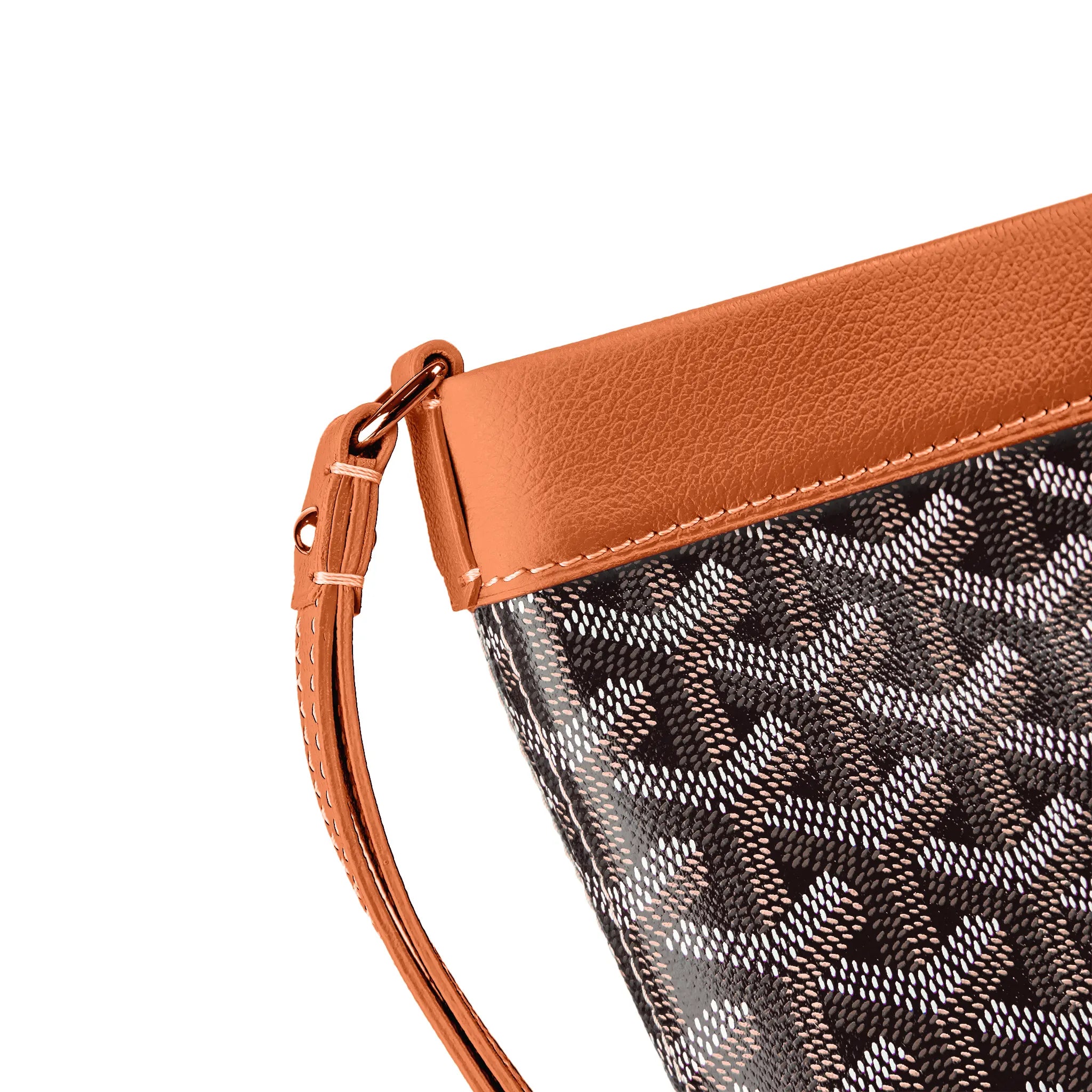 Close up view of Goyard Conti Black Tan Pouch CONTIPPMLTY01CL03P