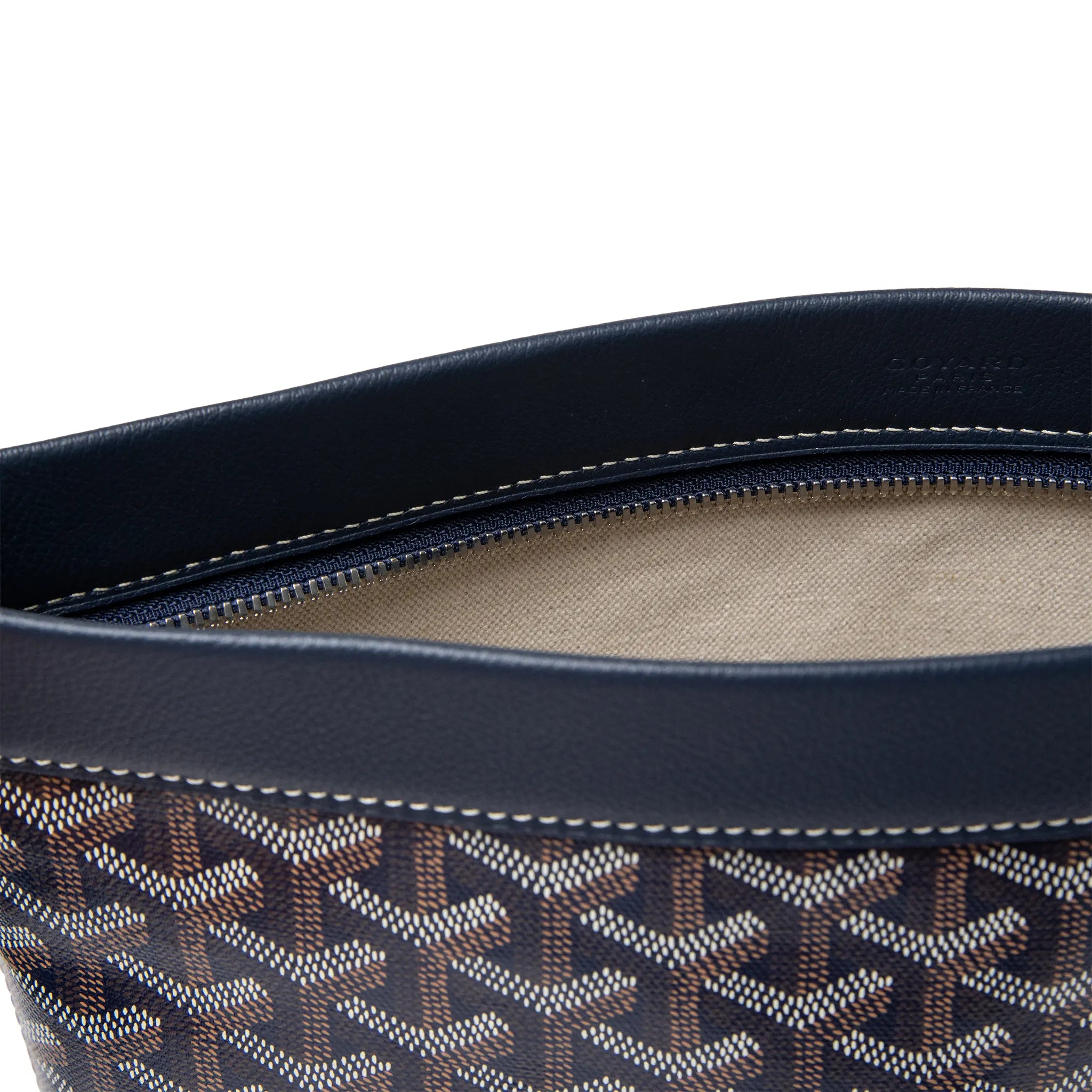 Inside Logo View of Goyard Conti Navy Blue Pouch CONTIPPMLTY12CL12P
