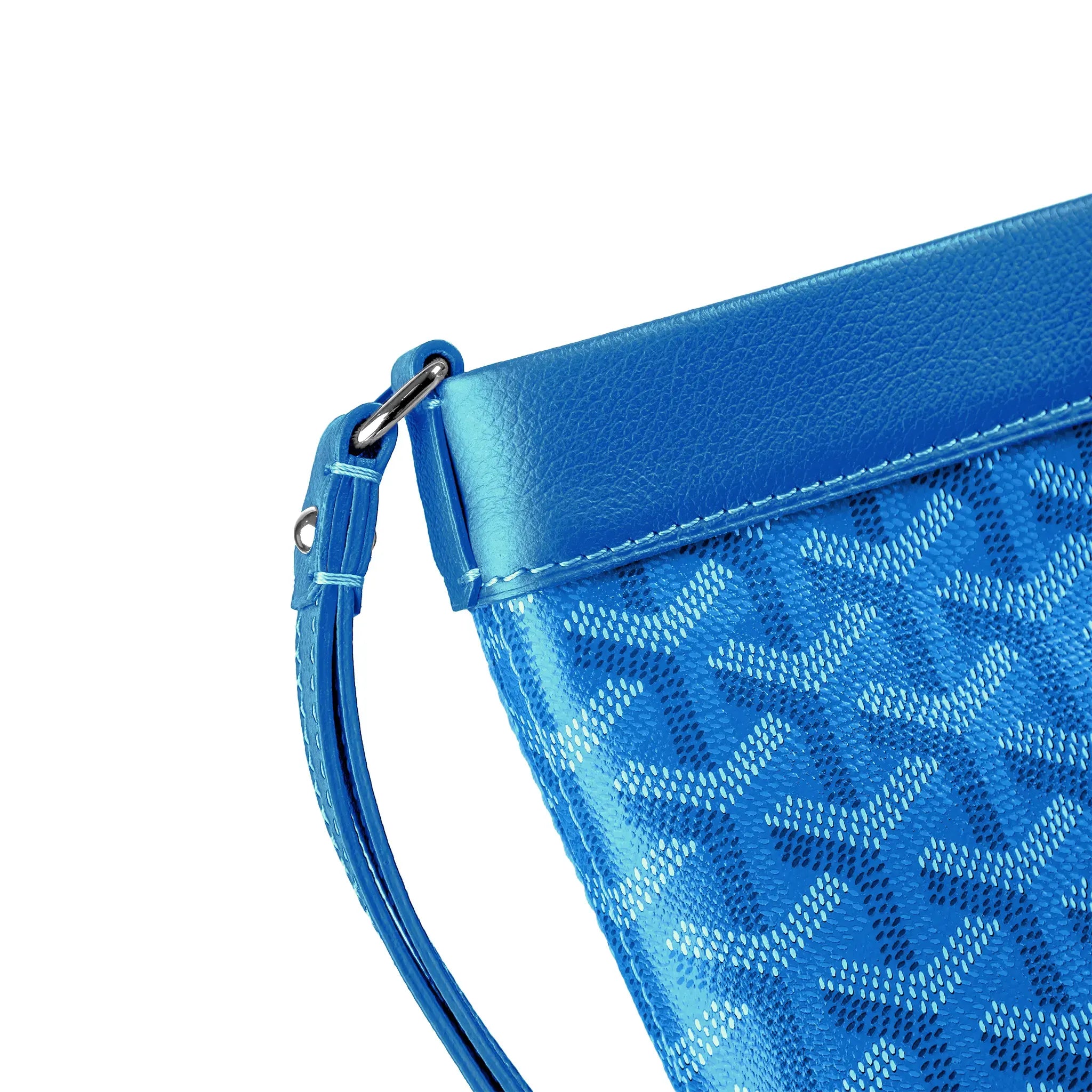 Corner view of Goyard Conti Sky Blue Pouch