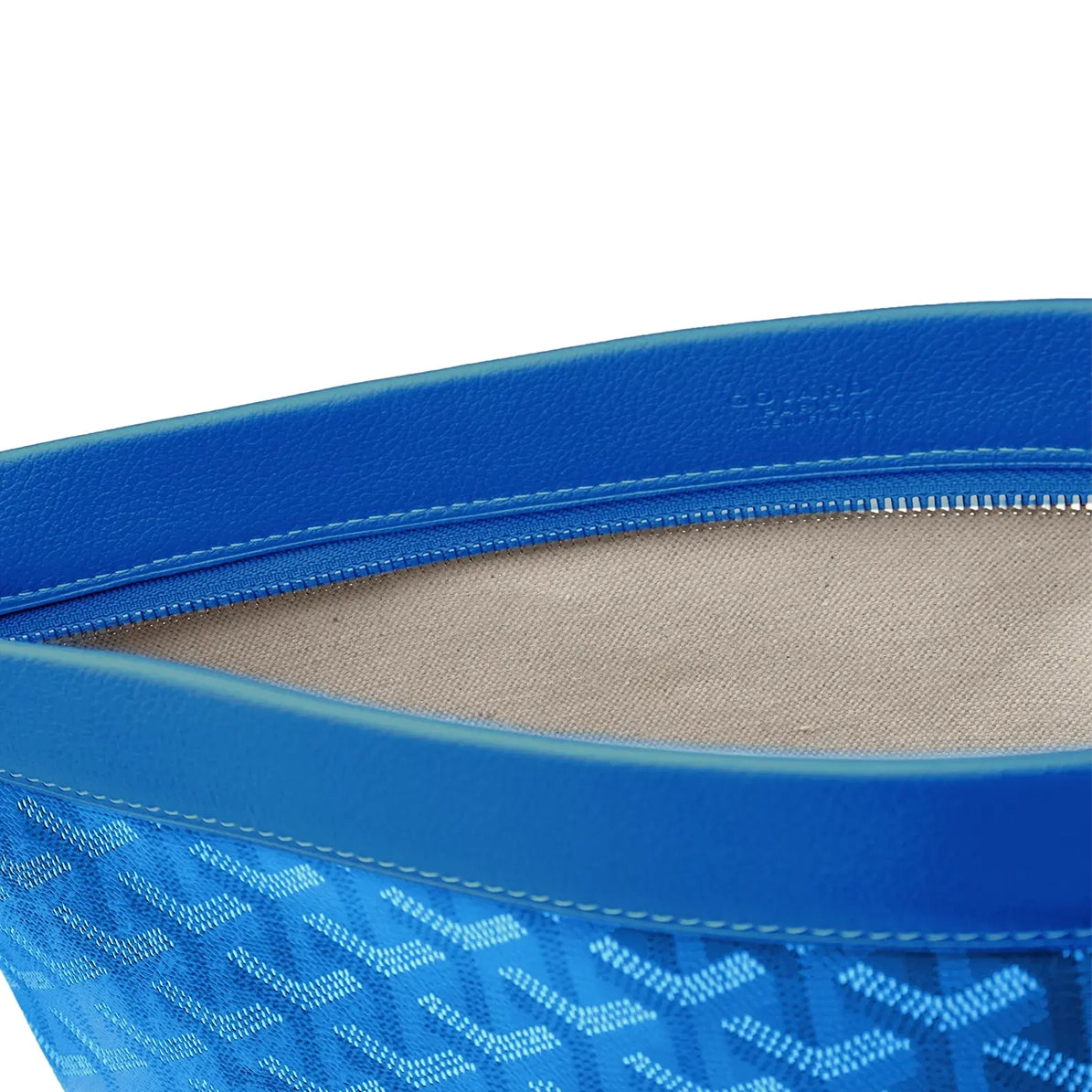 Inside view of Goyard Conti Sky Blue Pouch