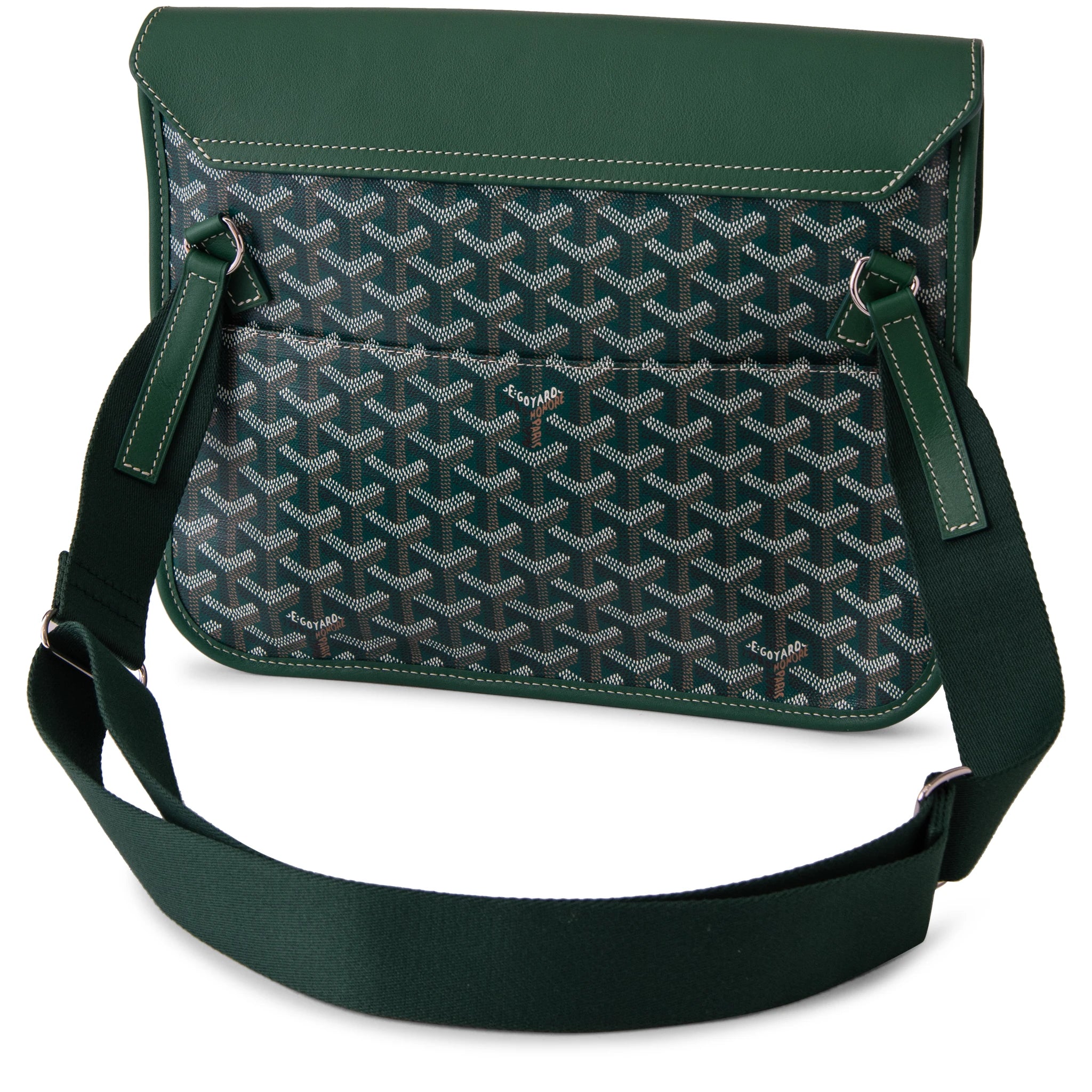 Back view of Image of Goyard Coursier Green Messenger Bag