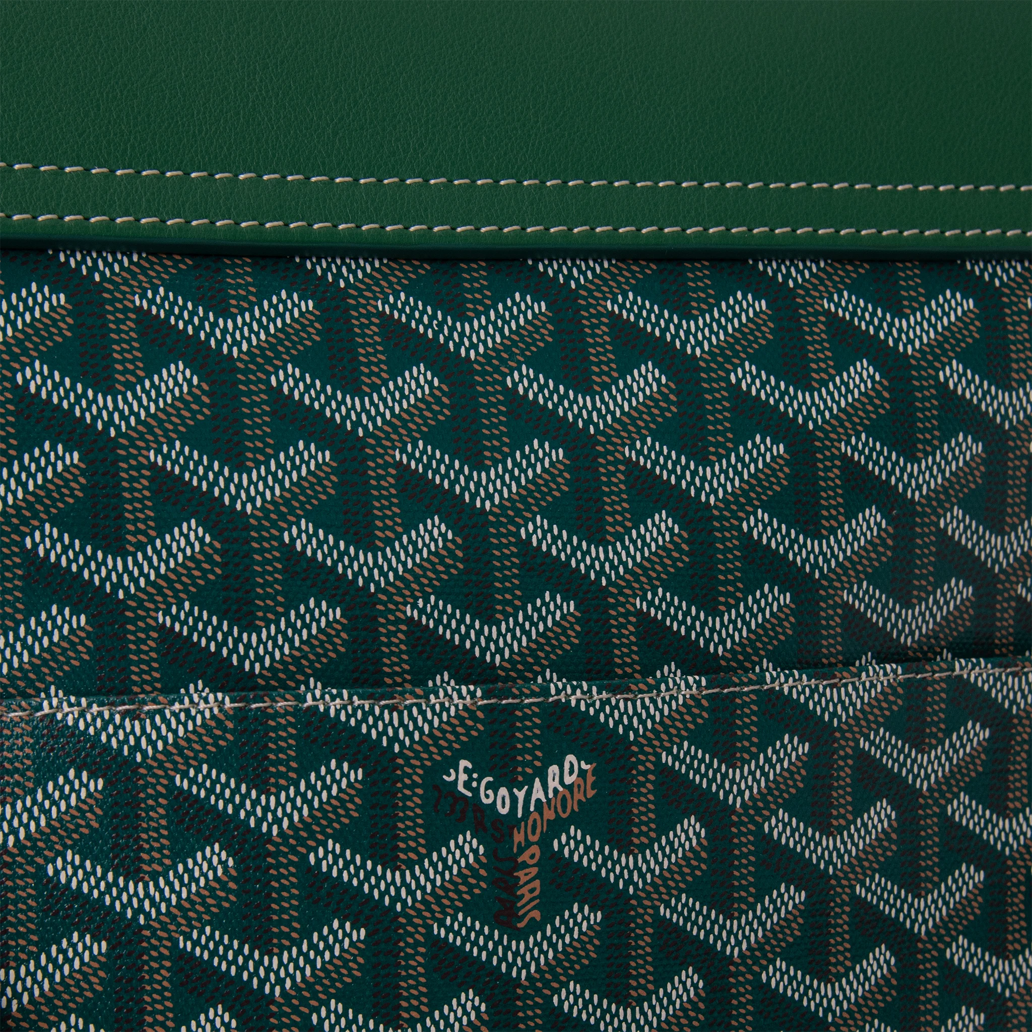 Close up of Goyard Coursier Green Messenger Bag