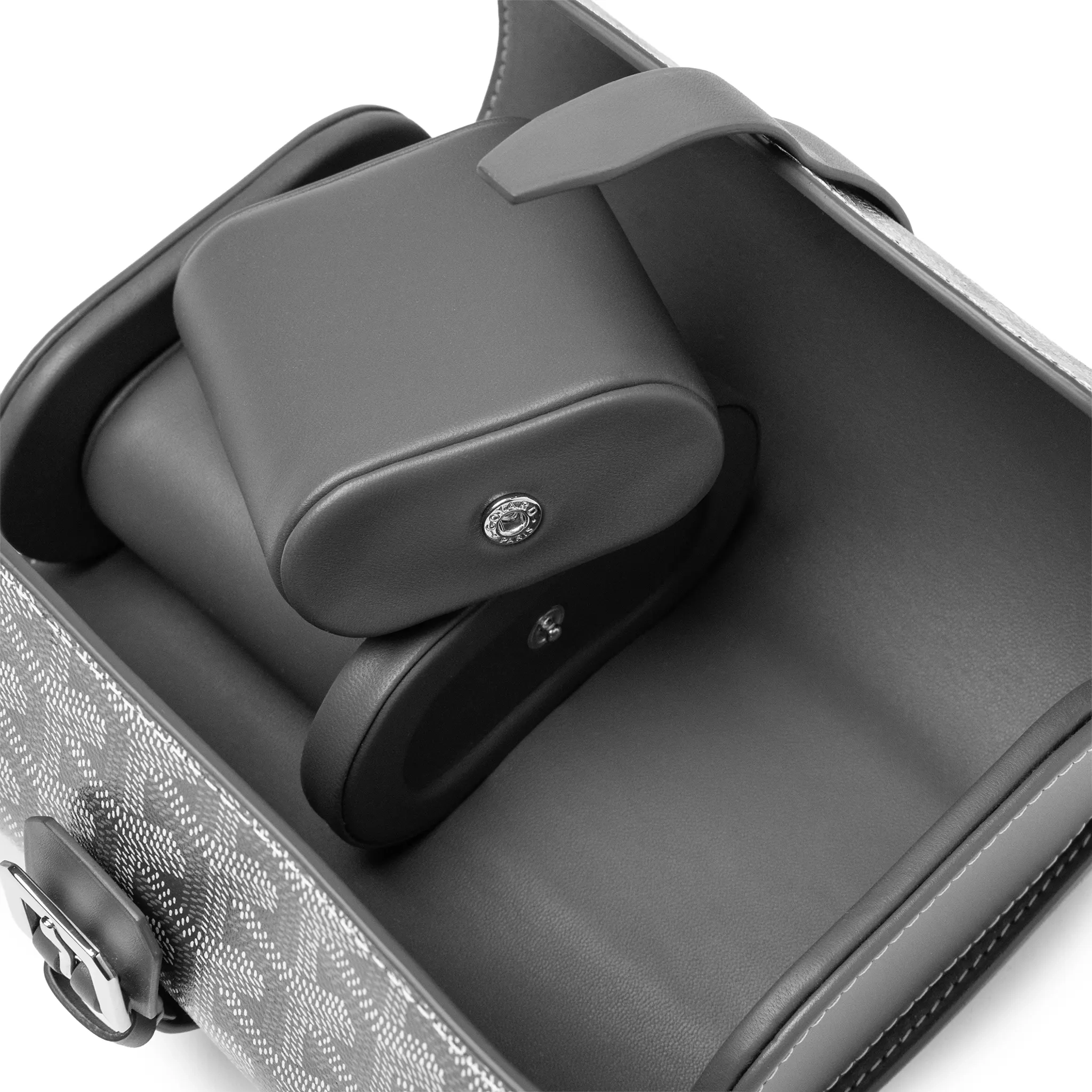 Inside View of Goyard Double Travel Grey Watch Case