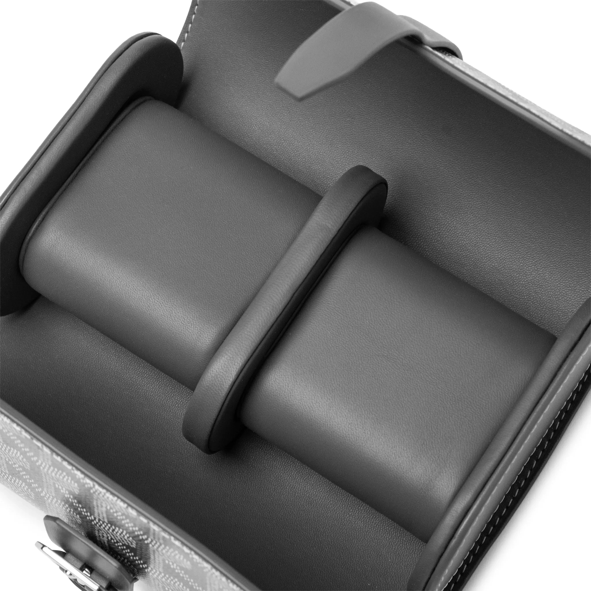 Inside View of Goyard Double Travel Grey Watch Case