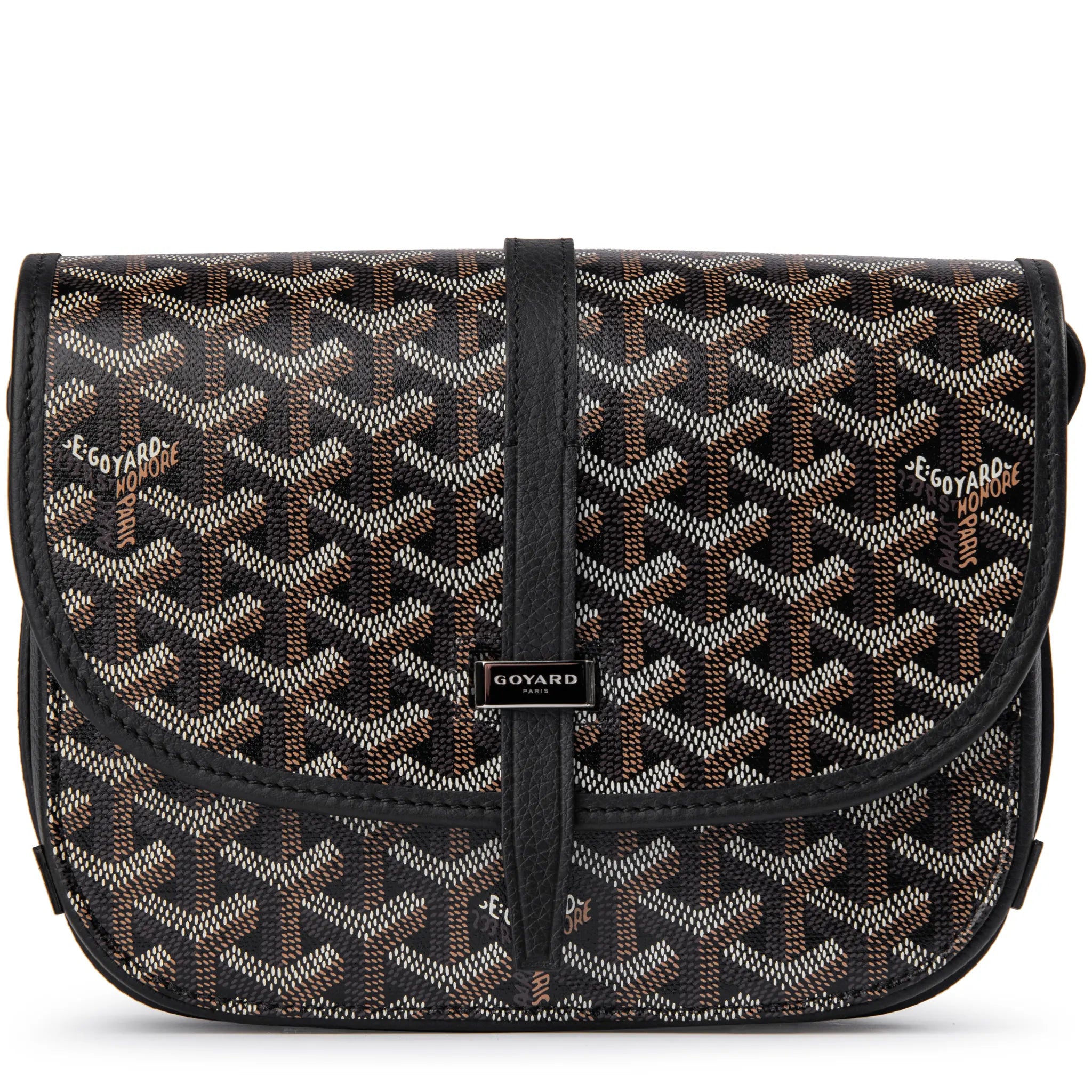 Front image of Goyard Goyardine Belvedere II Black PM Messenger Bag
