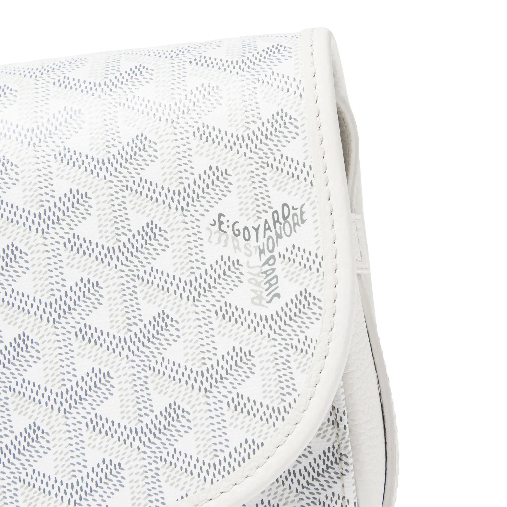 Detailed Logo View of Goyard Goyardine Belvedere II White PM Messenger Bag BELVE3PMLTY50CG50P