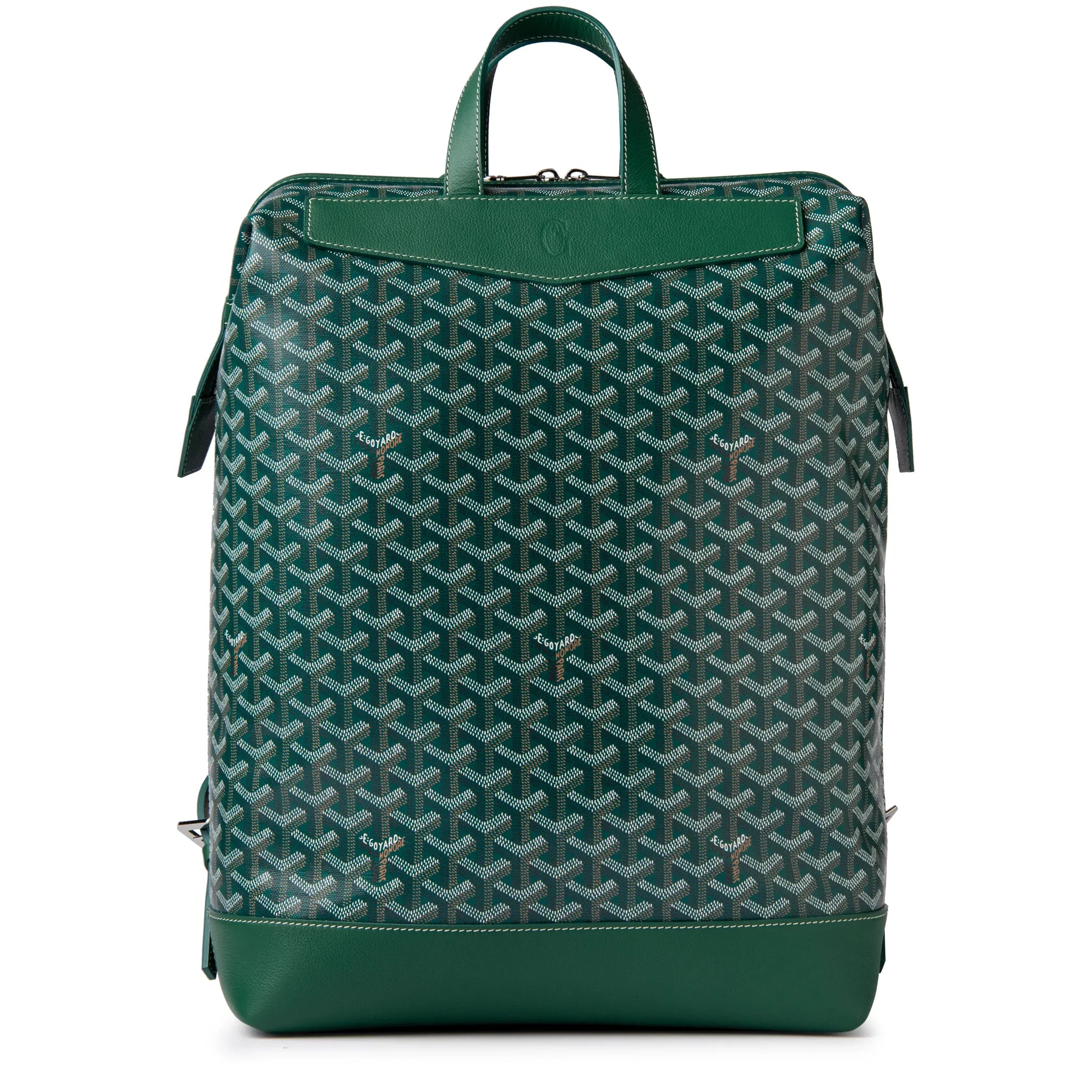 Front view of Goyard Green Cisalpin Backpack
