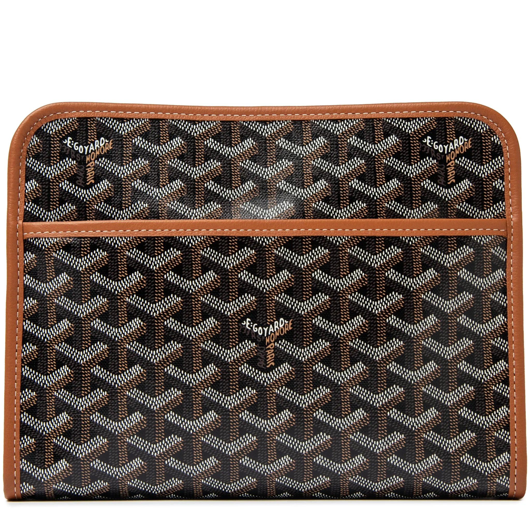 Front View of Goyard Jouvence MM Black/Tan Washbag